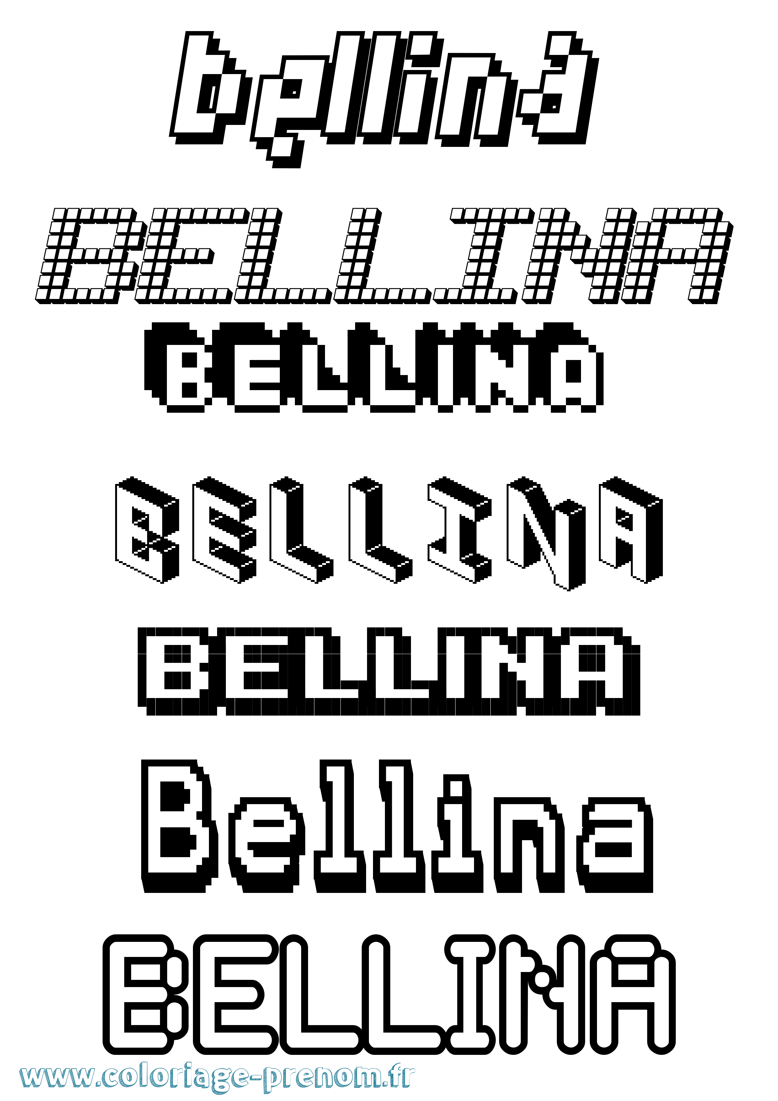 Coloriage Bellina Pixel Coloriage prénom Bellina Pixel