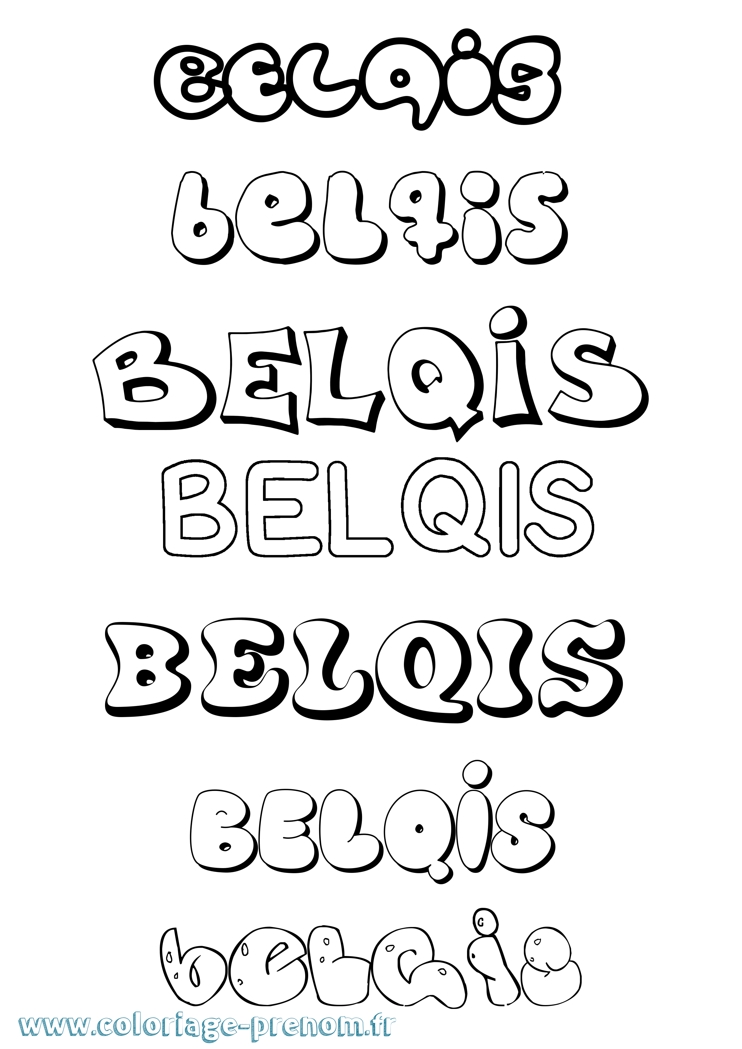 Coloriage Belqis Bubble Coloriage prénom Belqis Bubble