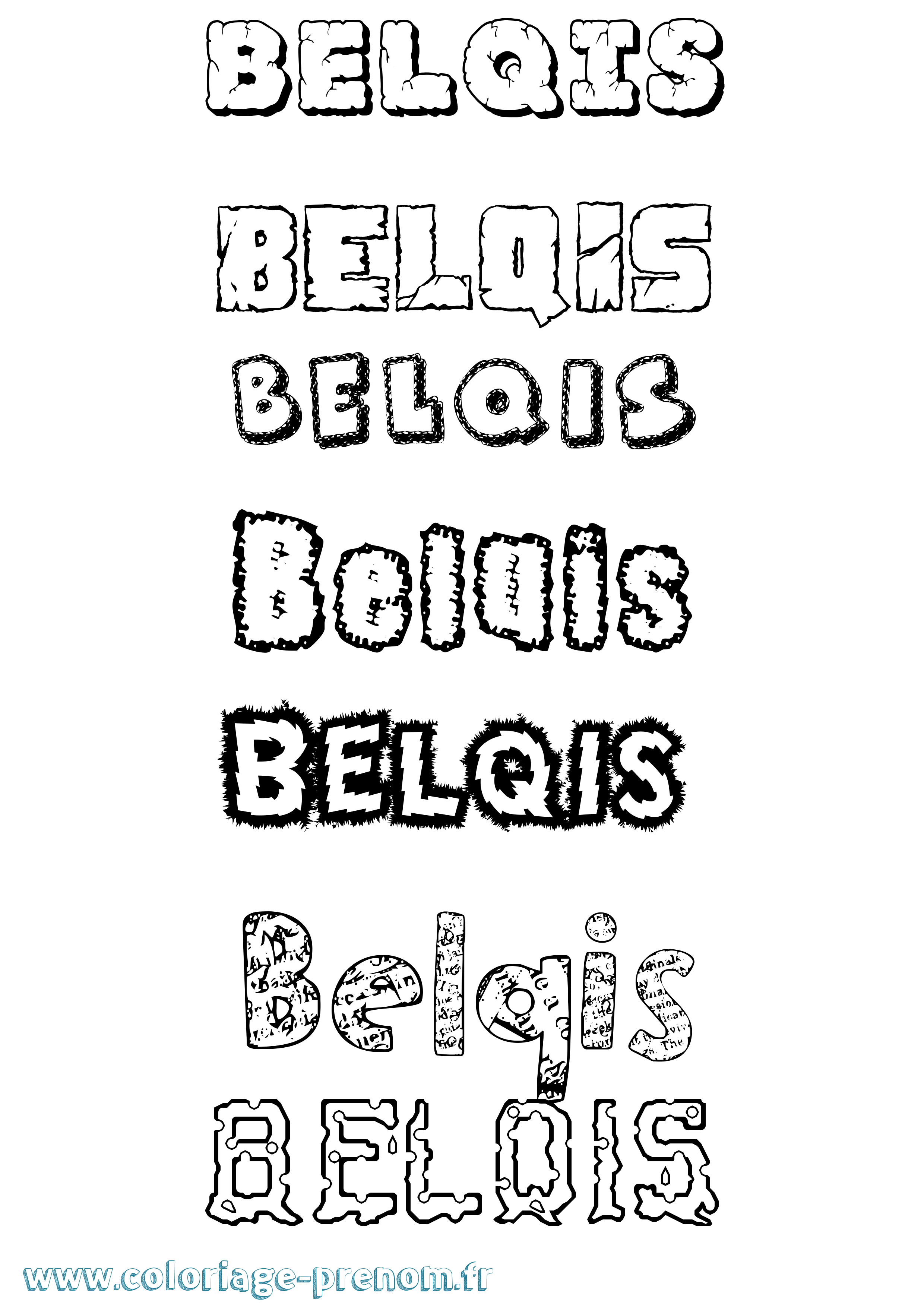 Coloriage Belqis Destructuré Coloriage prénom Belqis Destructuré