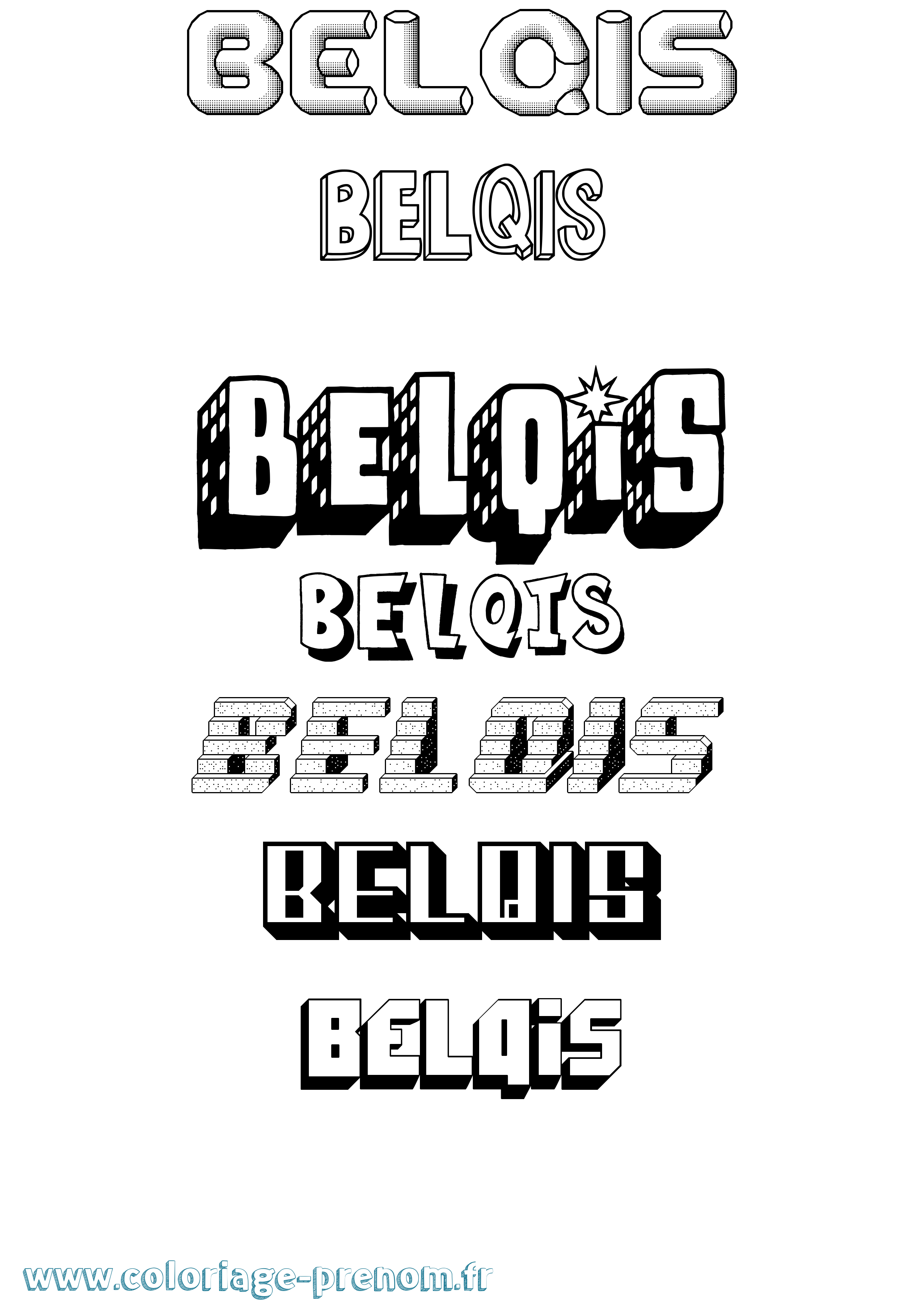 Coloriage Belqis Effet 3D Coloriage prénom Belqis Effet 3D