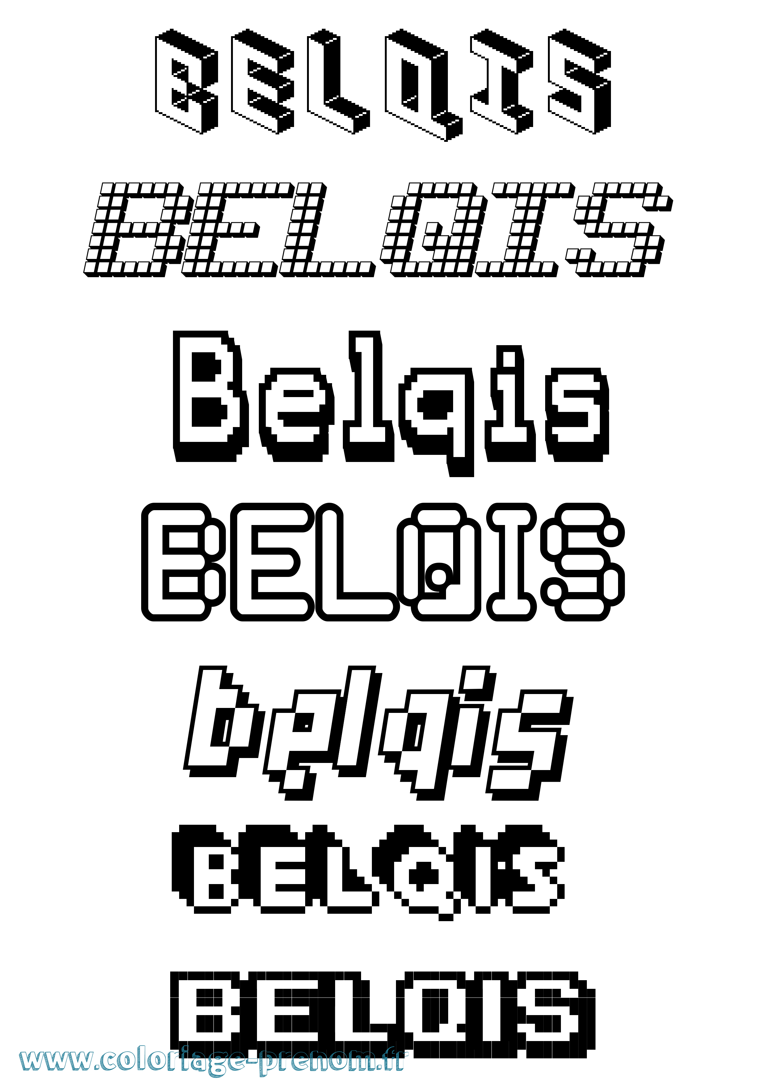 Coloriage Belqis Pixel Coloriage prénom Belqis Pixel