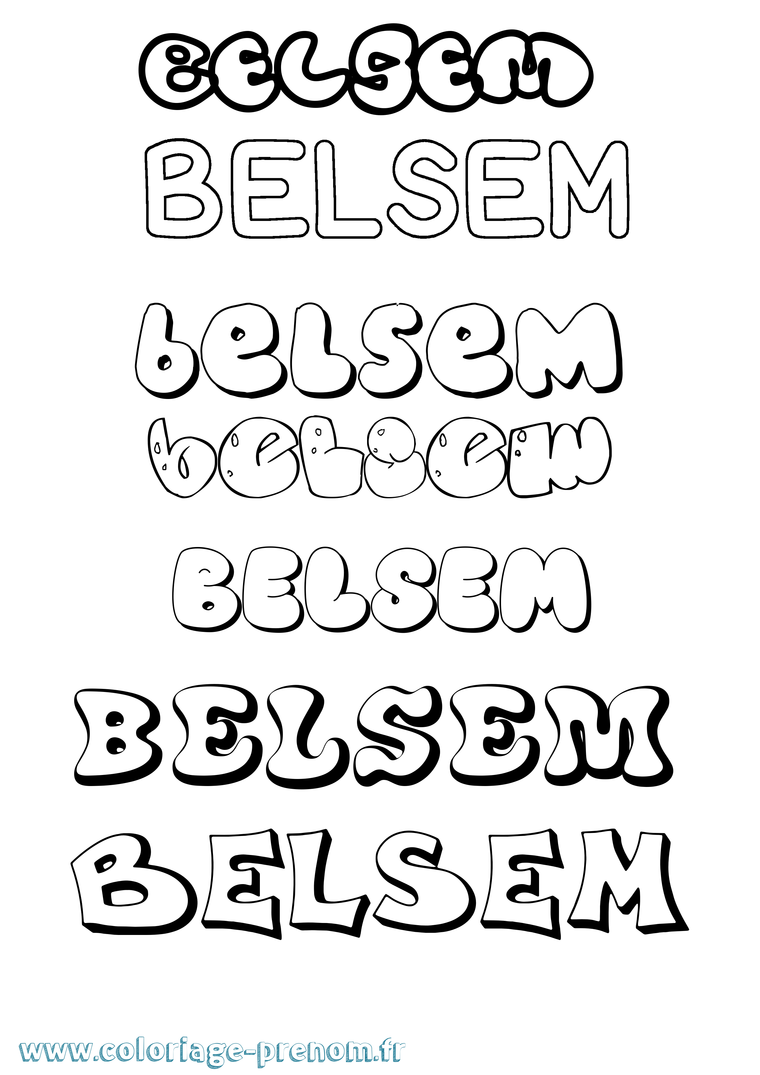 Coloriage Belsem Bubble Coloriage prénom Belsem Bubble
