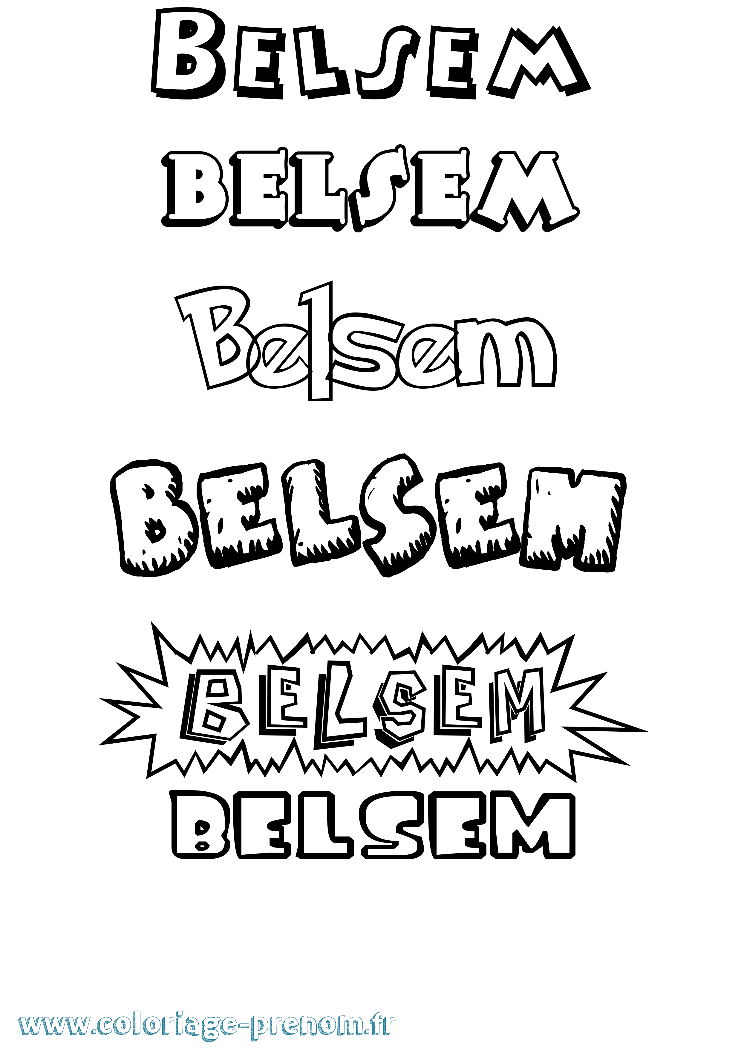 Coloriage Belsem Dessin Animé Coloriage prénom Belsem Dessin Animé