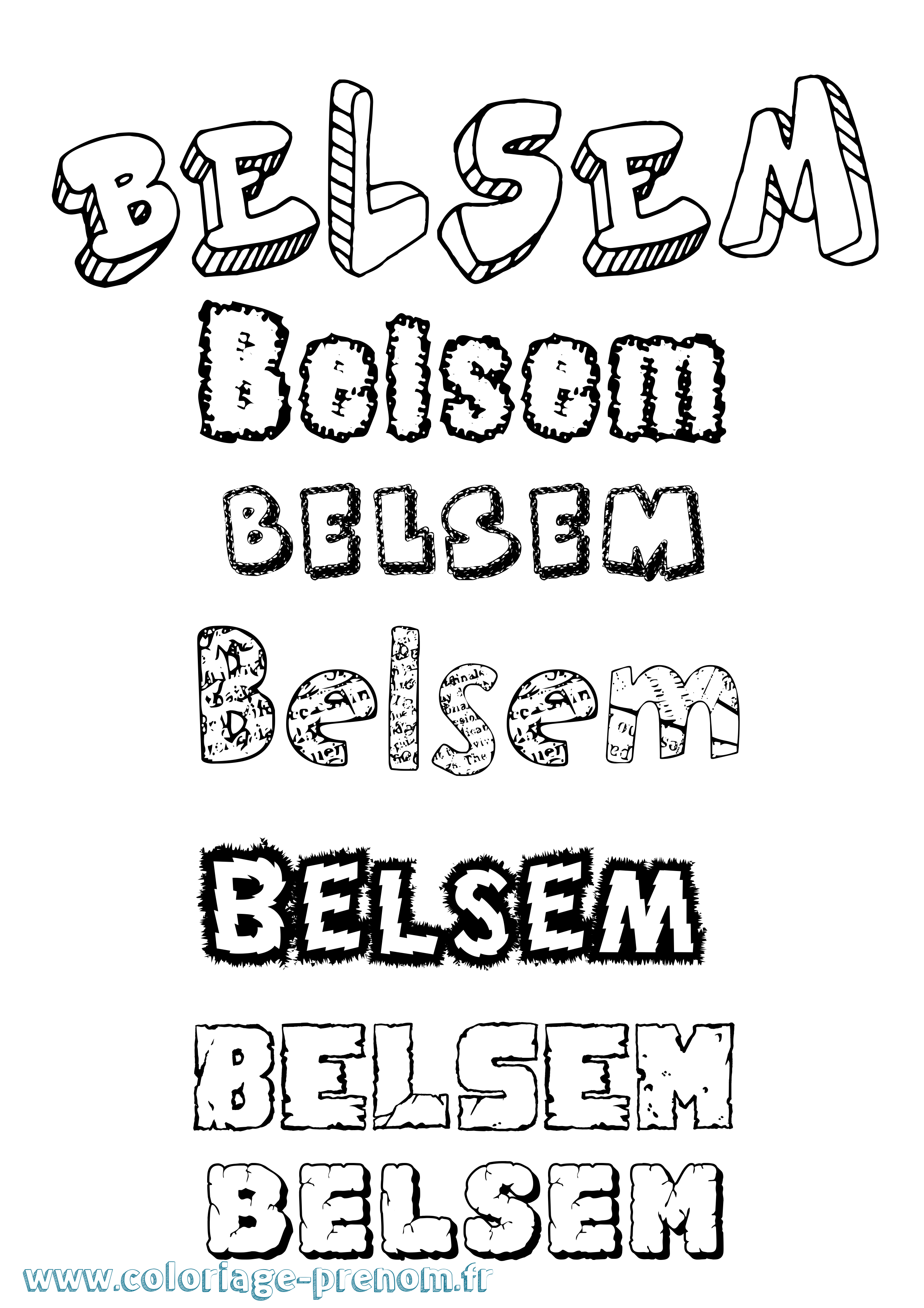 Coloriage Belsem Destructuré Coloriage prénom Belsem Destructuré
