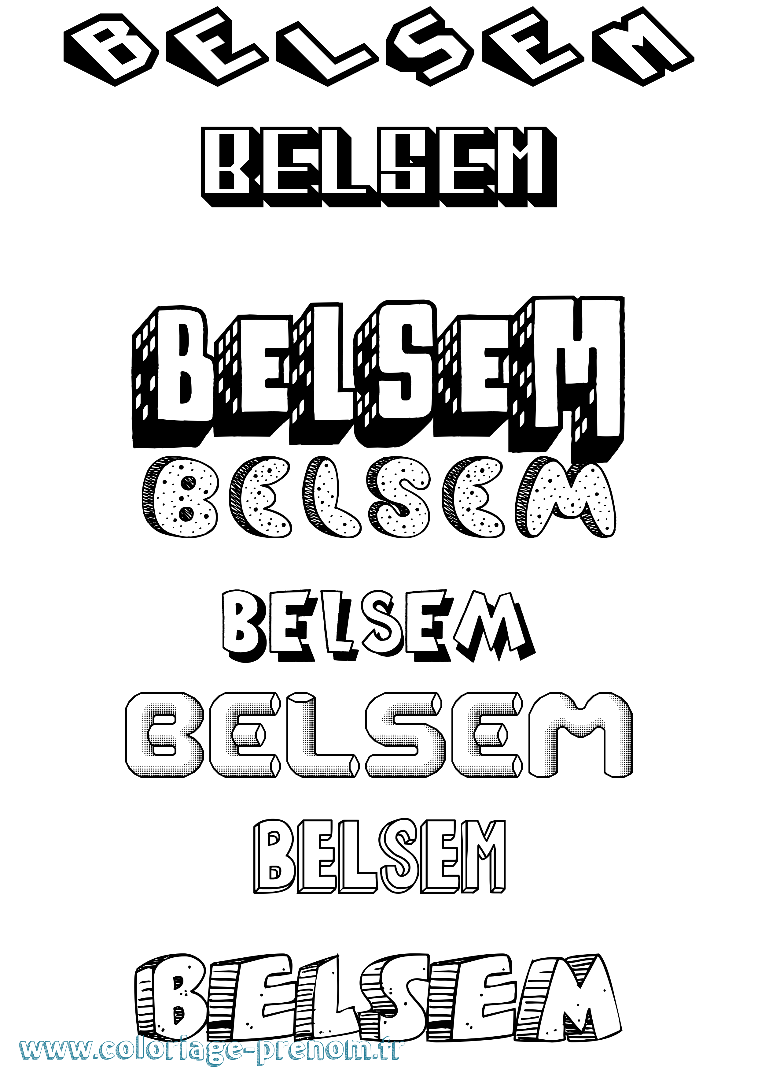 Coloriage Belsem Effet 3D Coloriage prénom Belsem Effet 3D