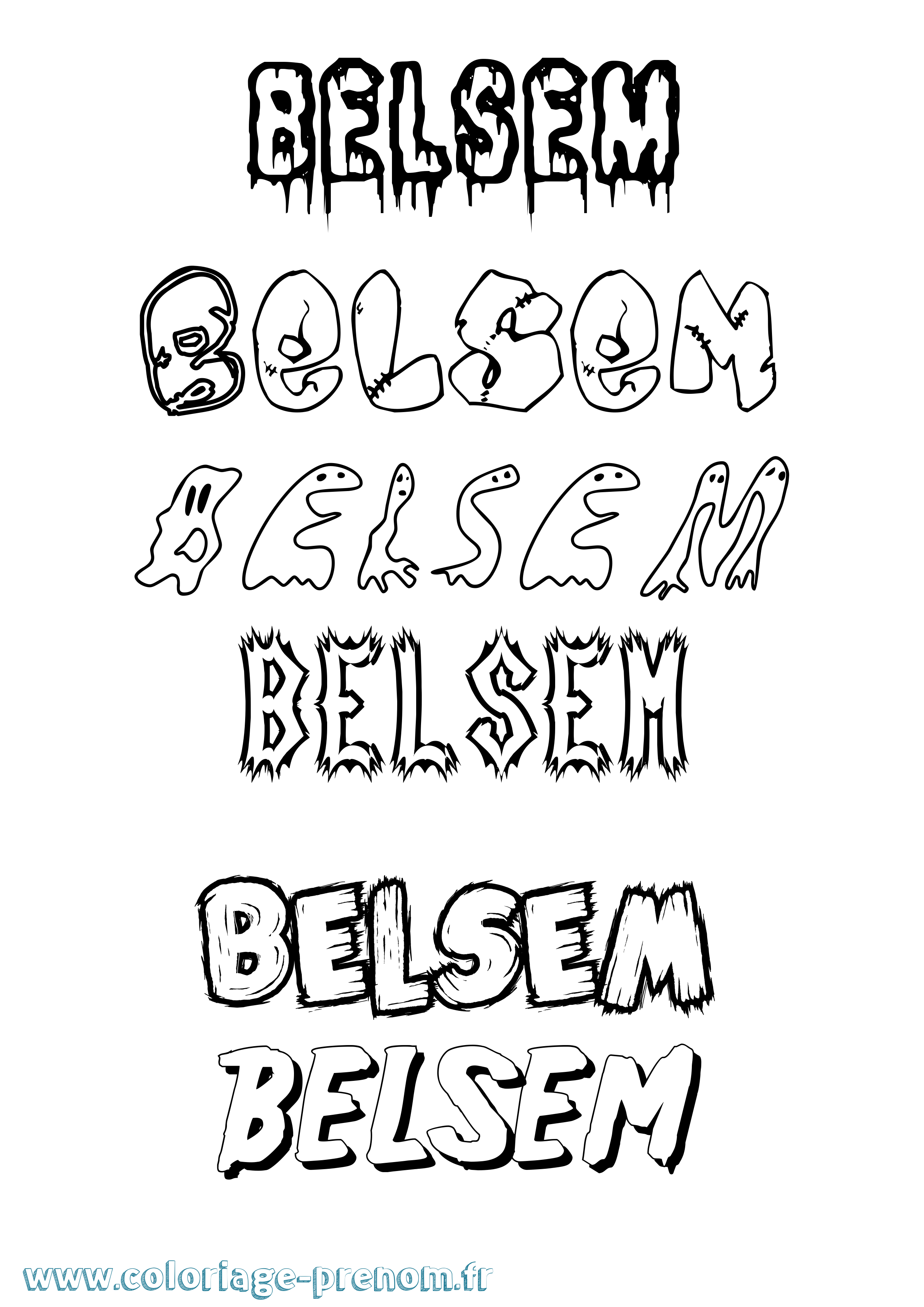Coloriage Belsem Frisson Coloriage prénom Belsem Frisson