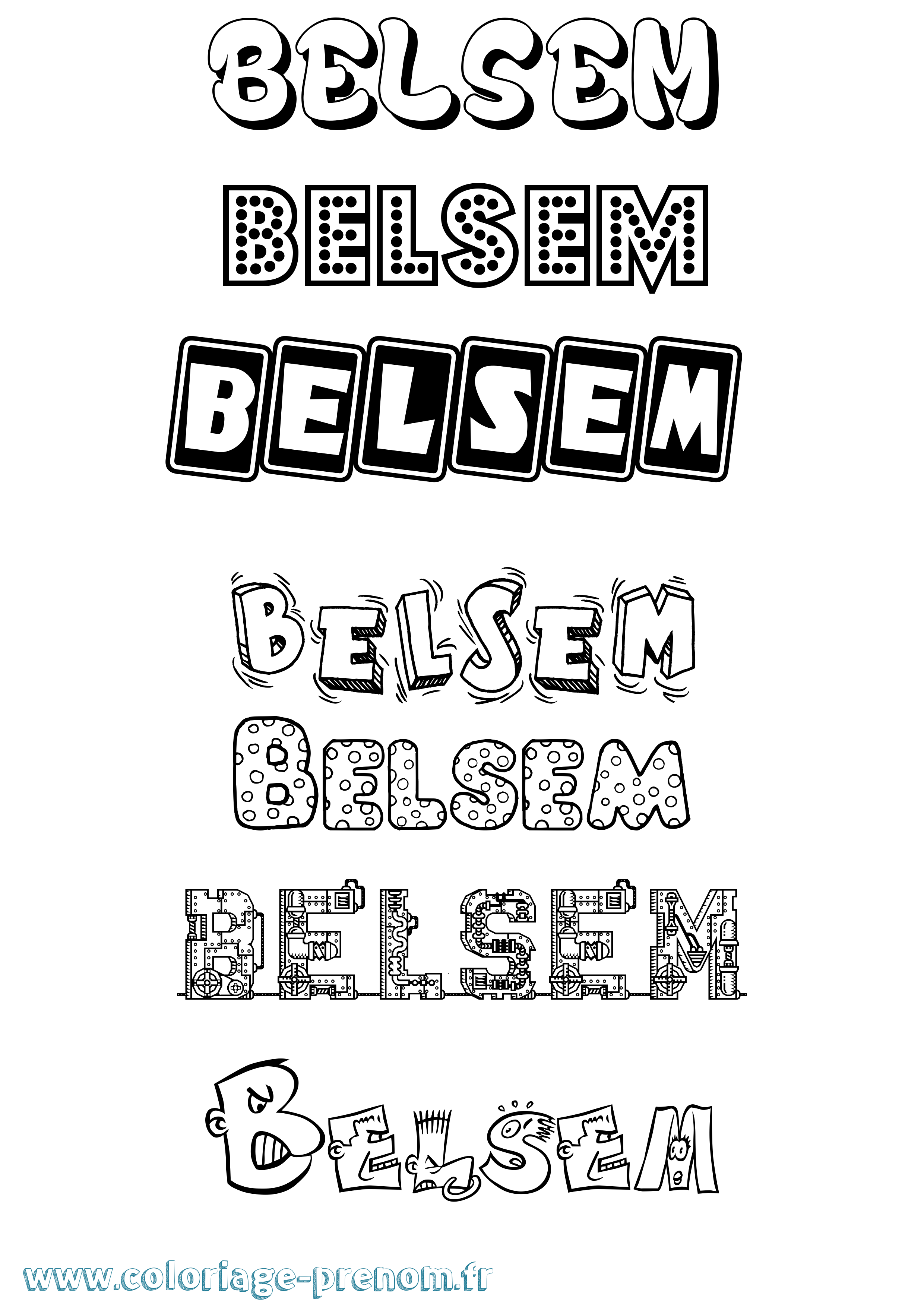 Coloriage Belsem Fun Coloriage prénom Belsem Fun