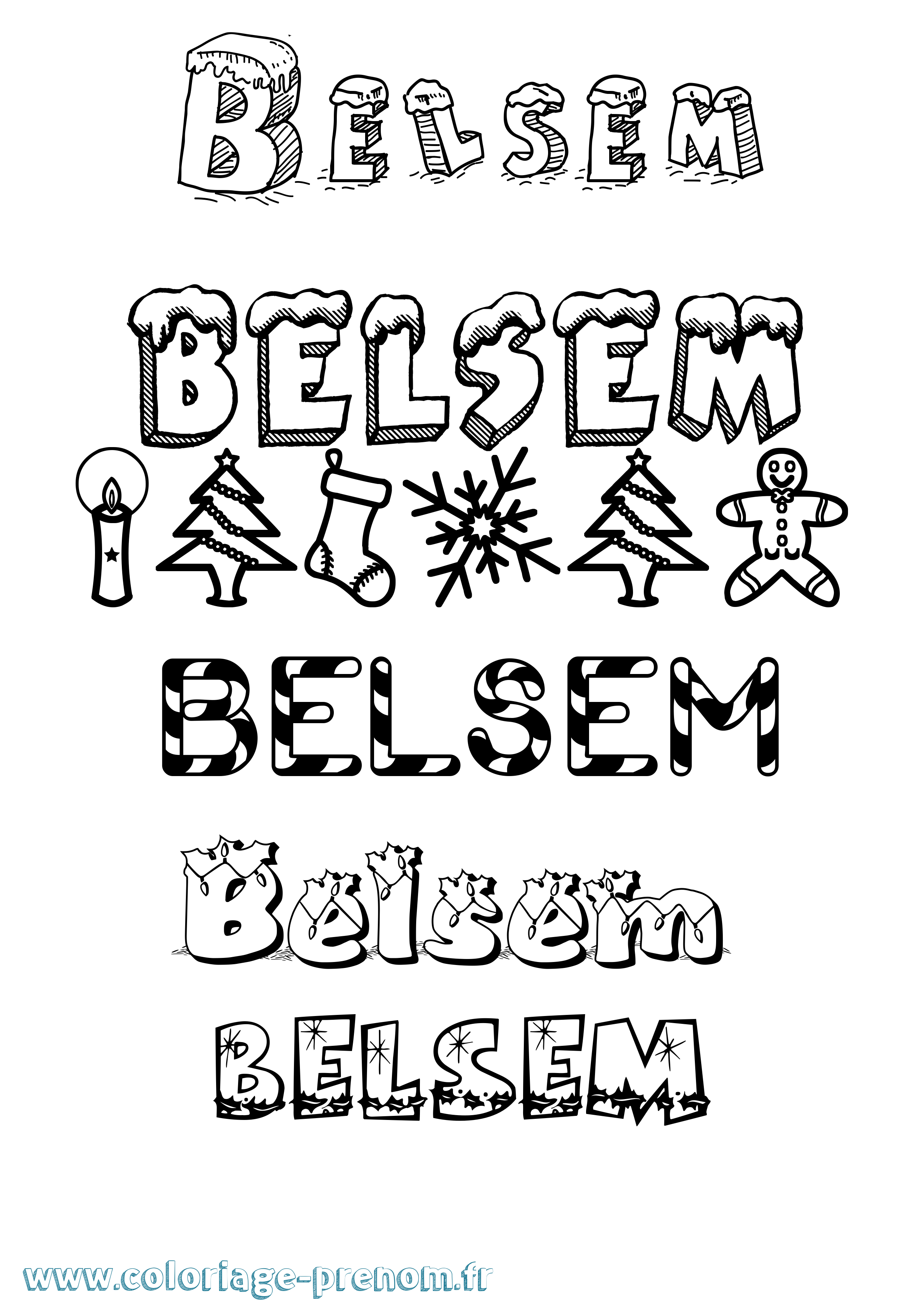 Coloriage Belsem Noël Coloriage prénom Belsem Noël