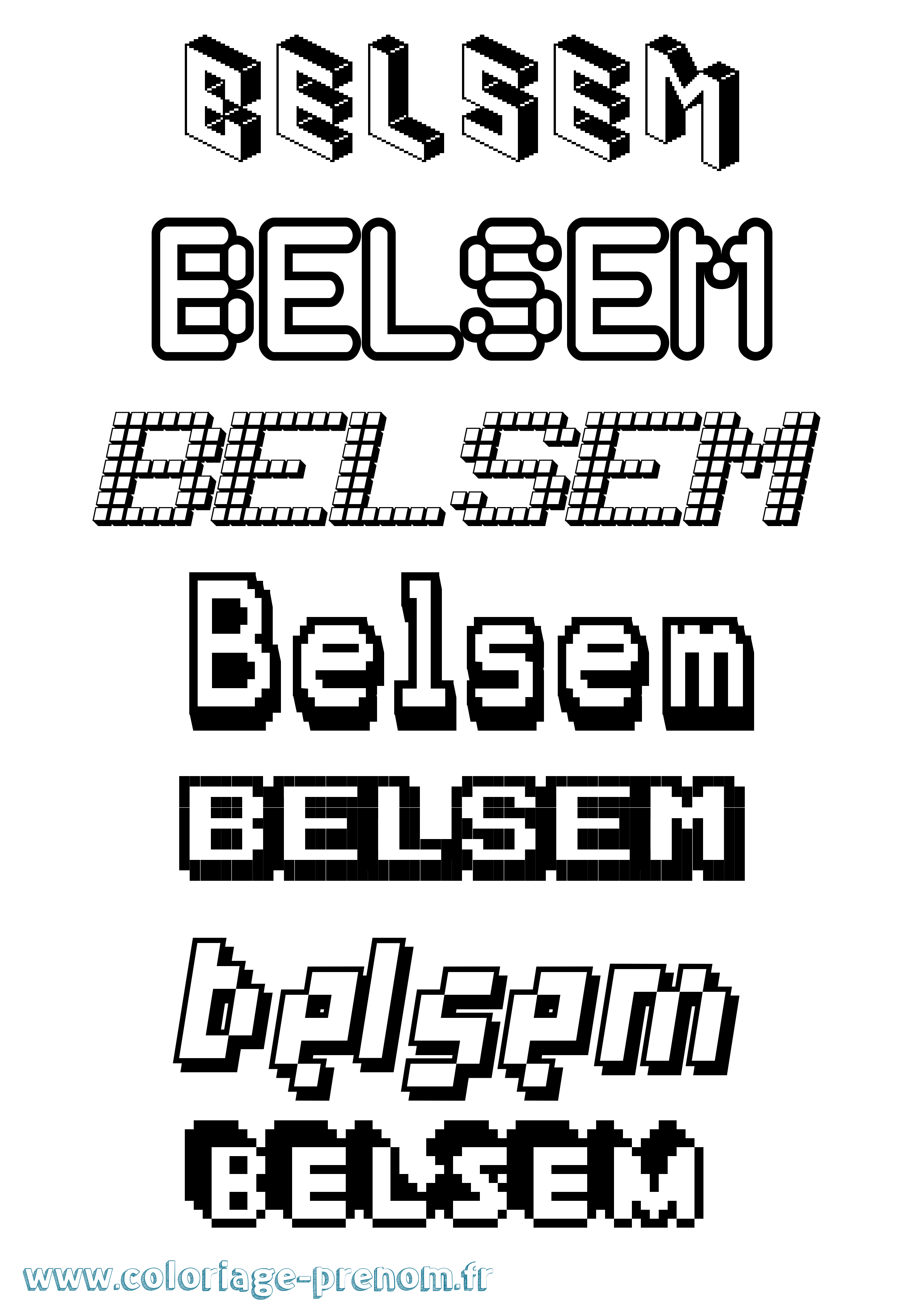 Coloriage Belsem Pixel Coloriage prénom Belsem Pixel