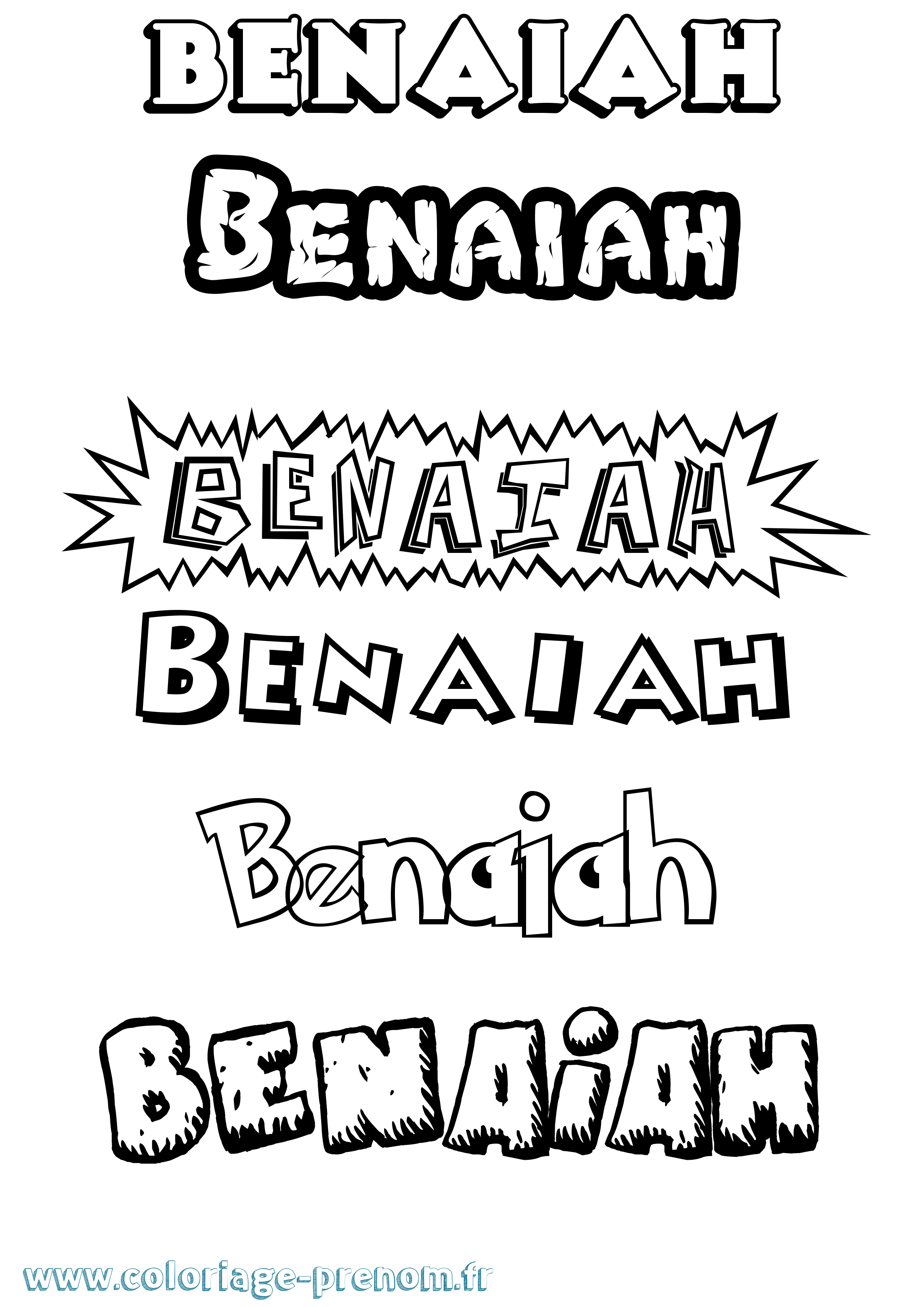 Coloriage Benaiah Dessin Animé Coloriage prénom Benaiah Dessin Animé