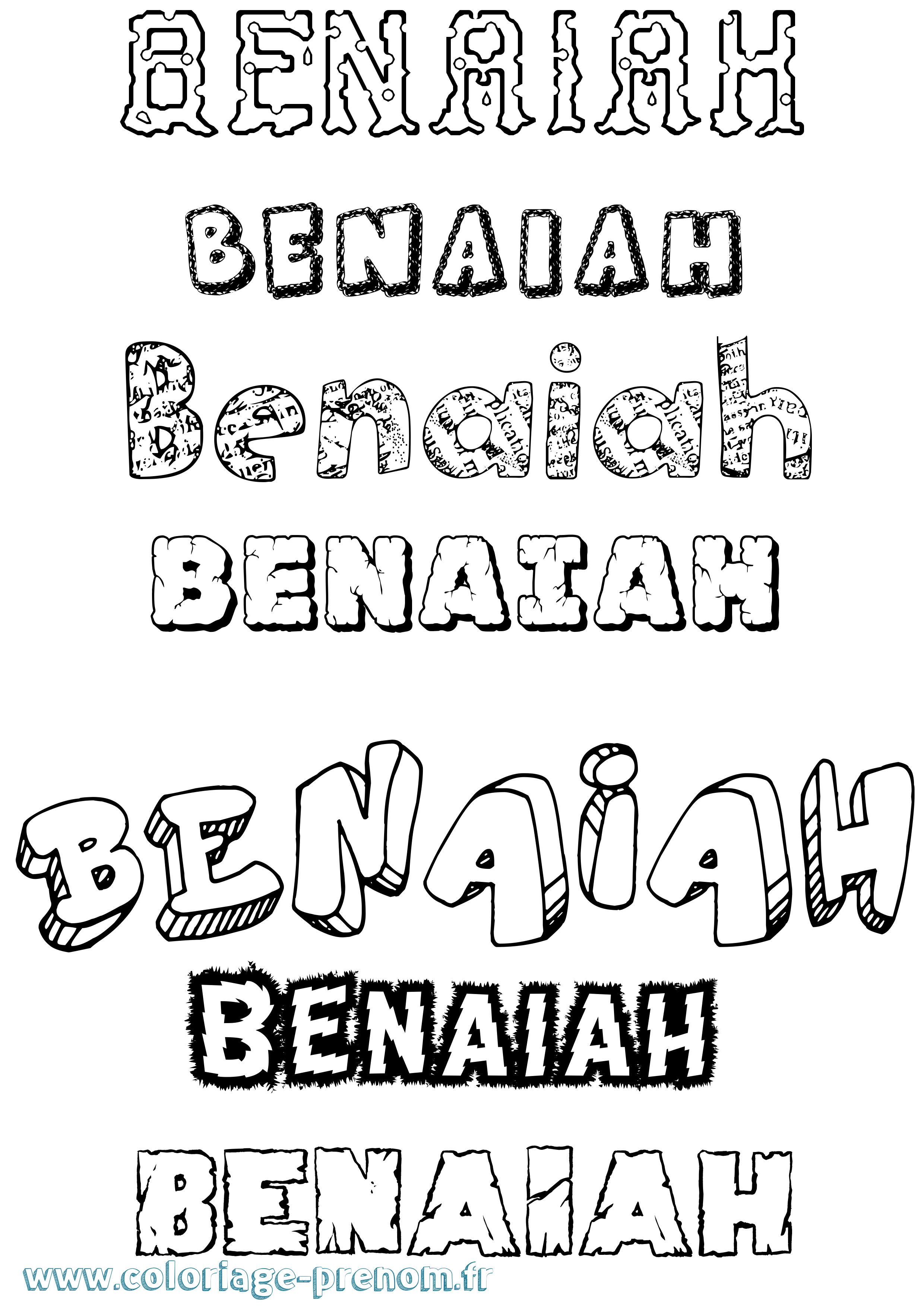 Coloriage Benaiah Destructuré Coloriage prénom Benaiah Destructuré