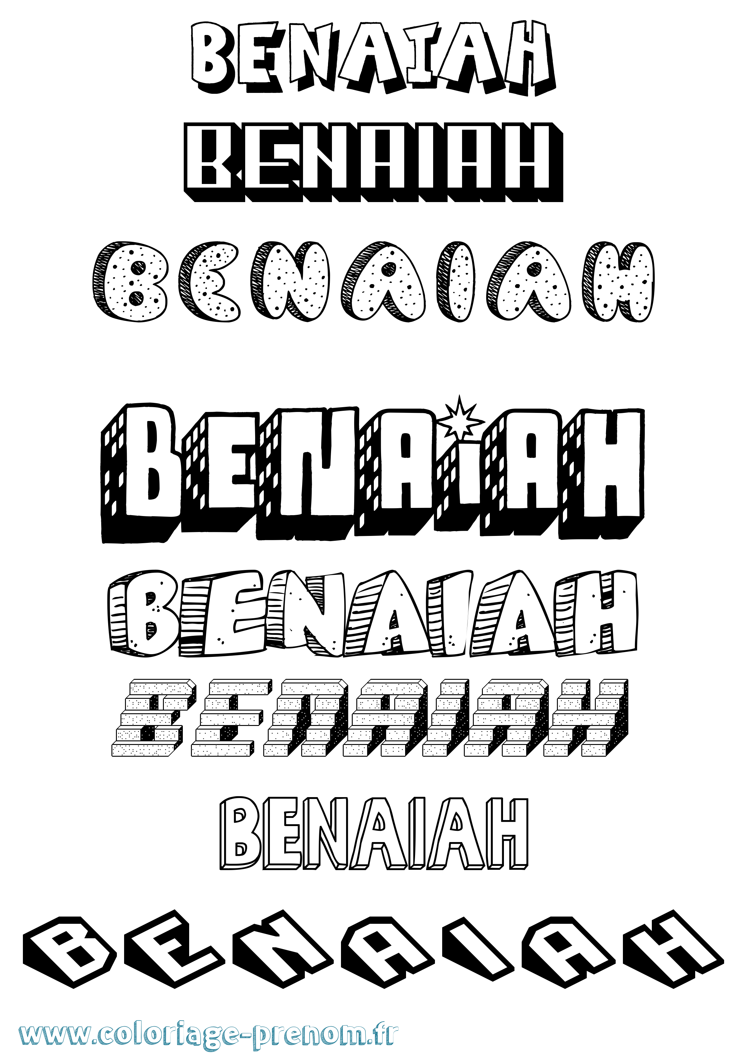 Coloriage Benaiah Effet 3D Coloriage prénom Benaiah Effet 3D