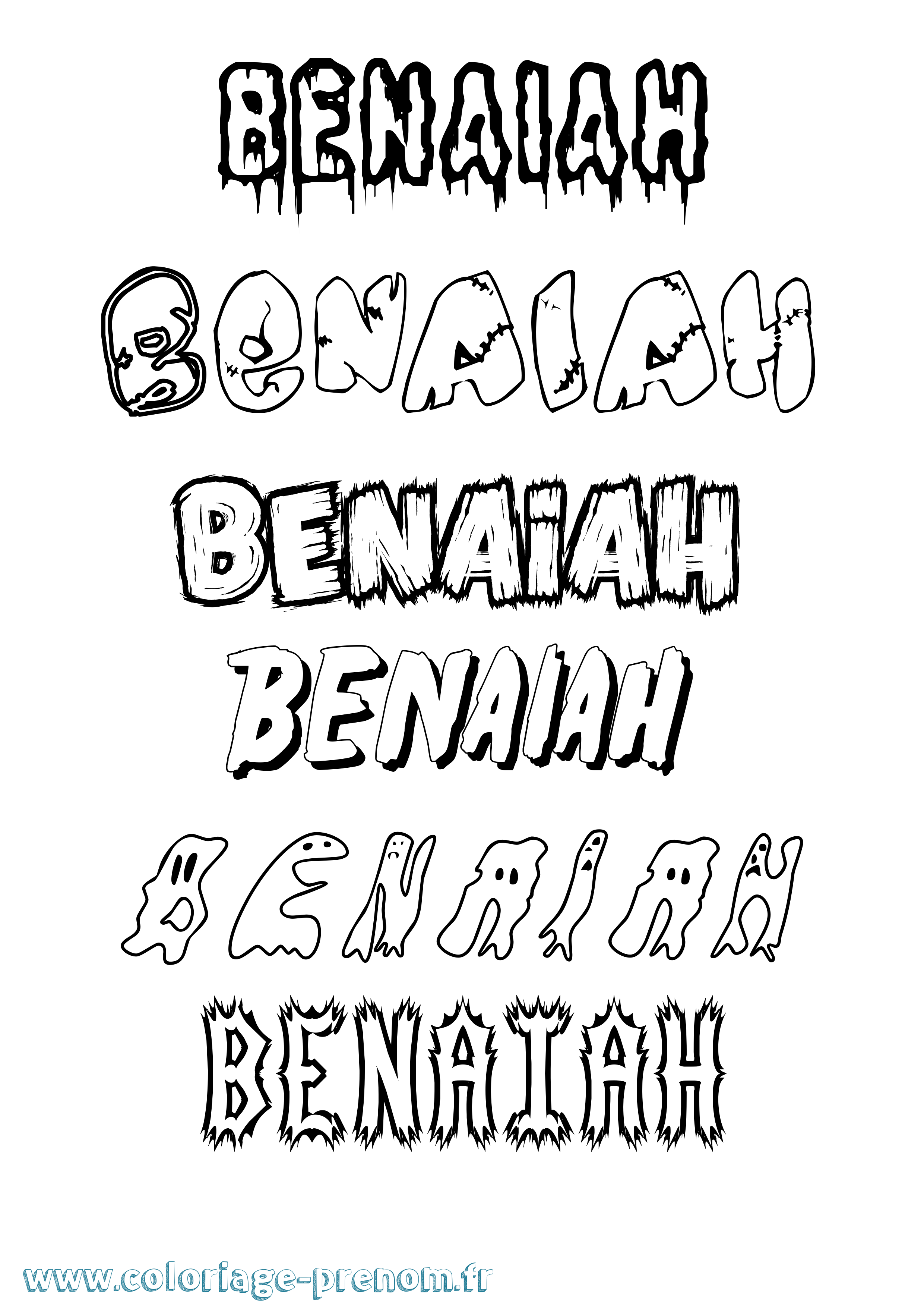 Coloriage Benaiah Frisson Coloriage prénom Benaiah Frisson