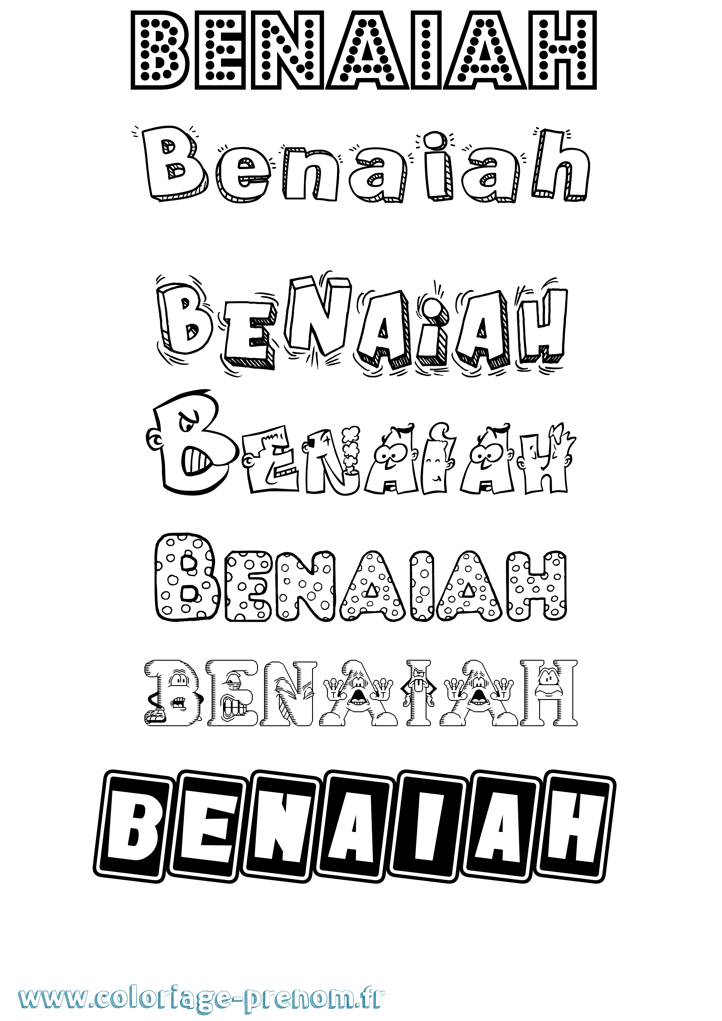 Coloriage Benaiah Fun Coloriage prénom Benaiah Fun
