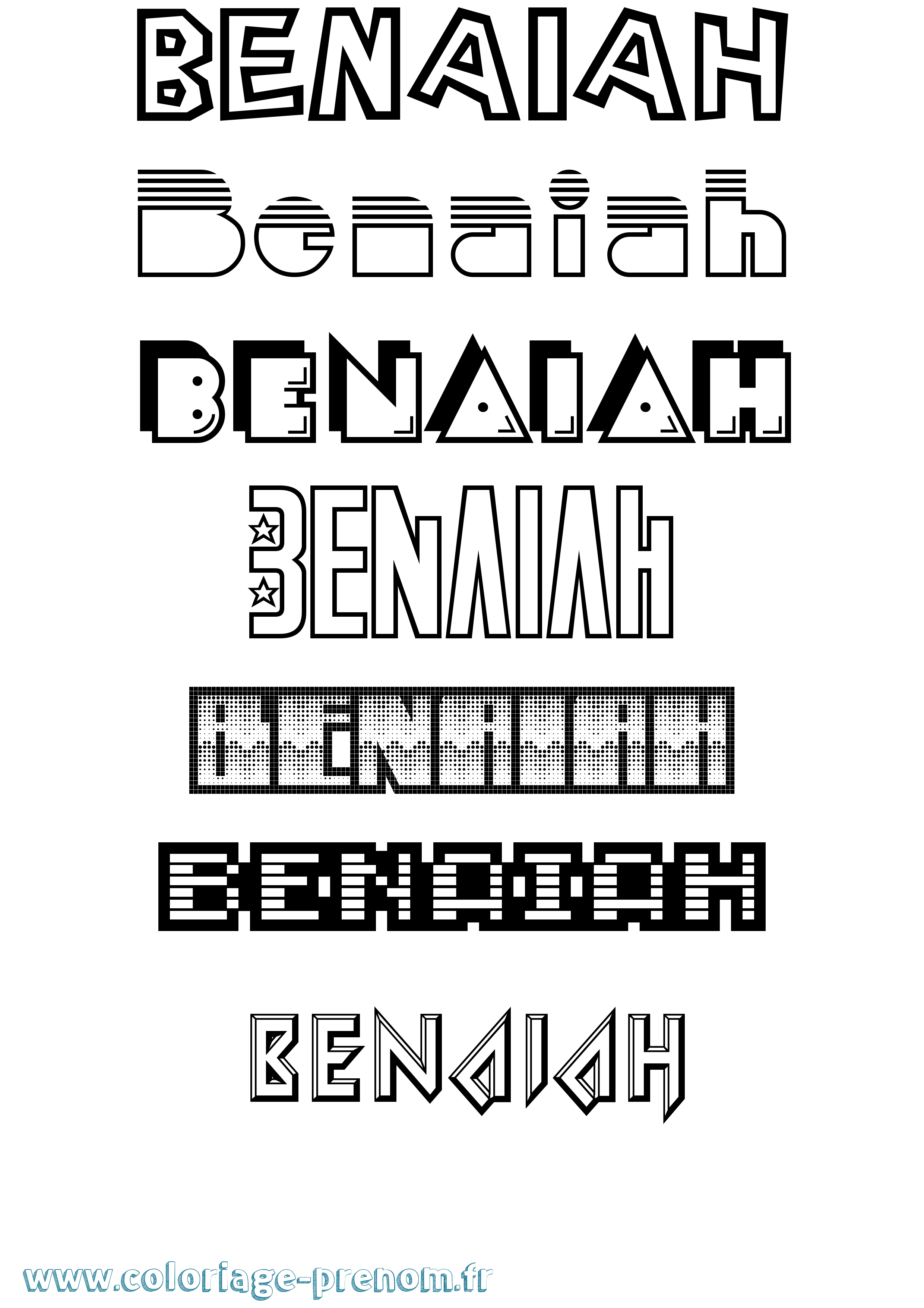 Coloriage Benaiah Jeux Vidéos Coloriage prénom Benaiah Jeux Vidéos