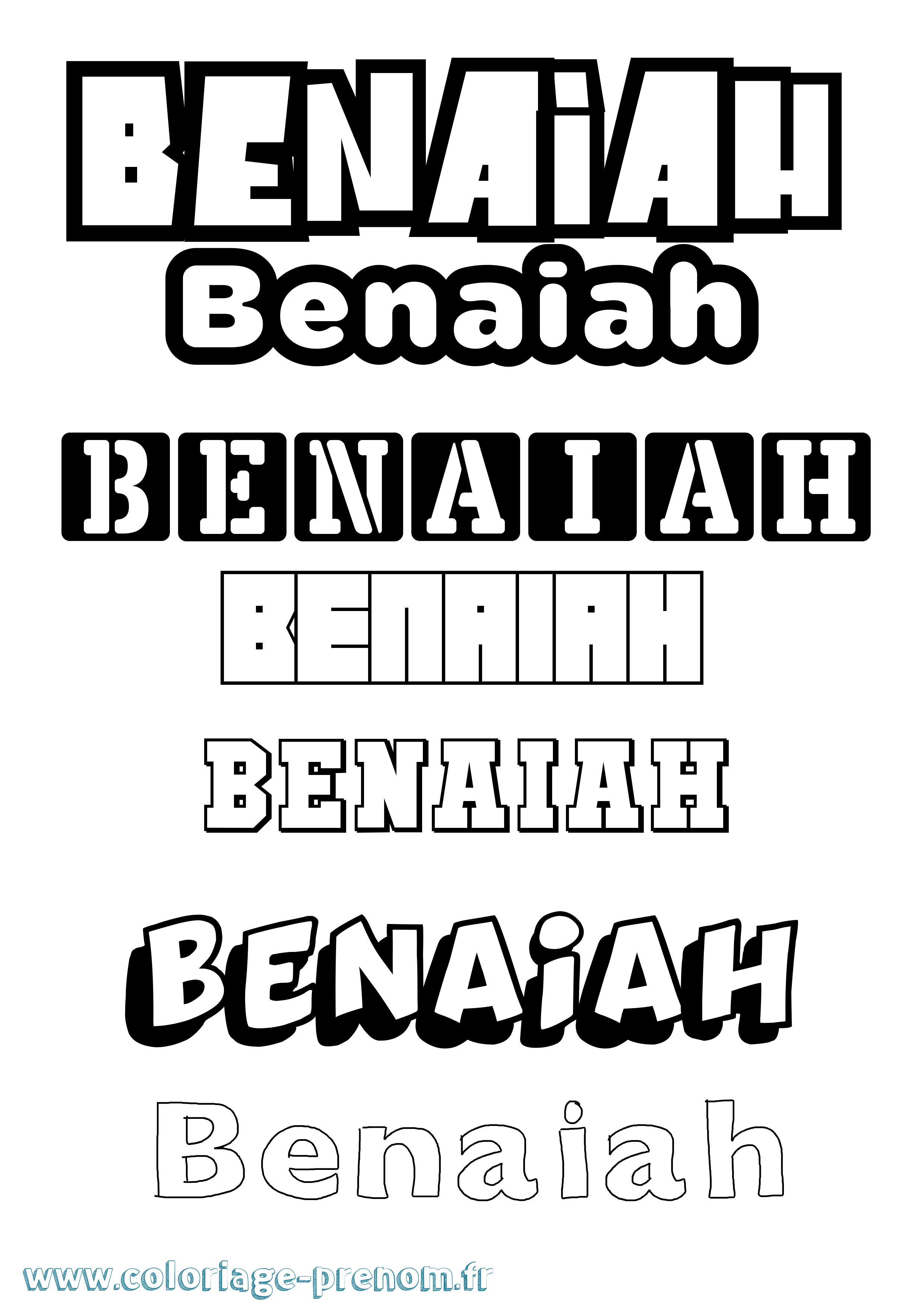 Coloriage Benaiah Simple Coloriage prénom Benaiah Simple