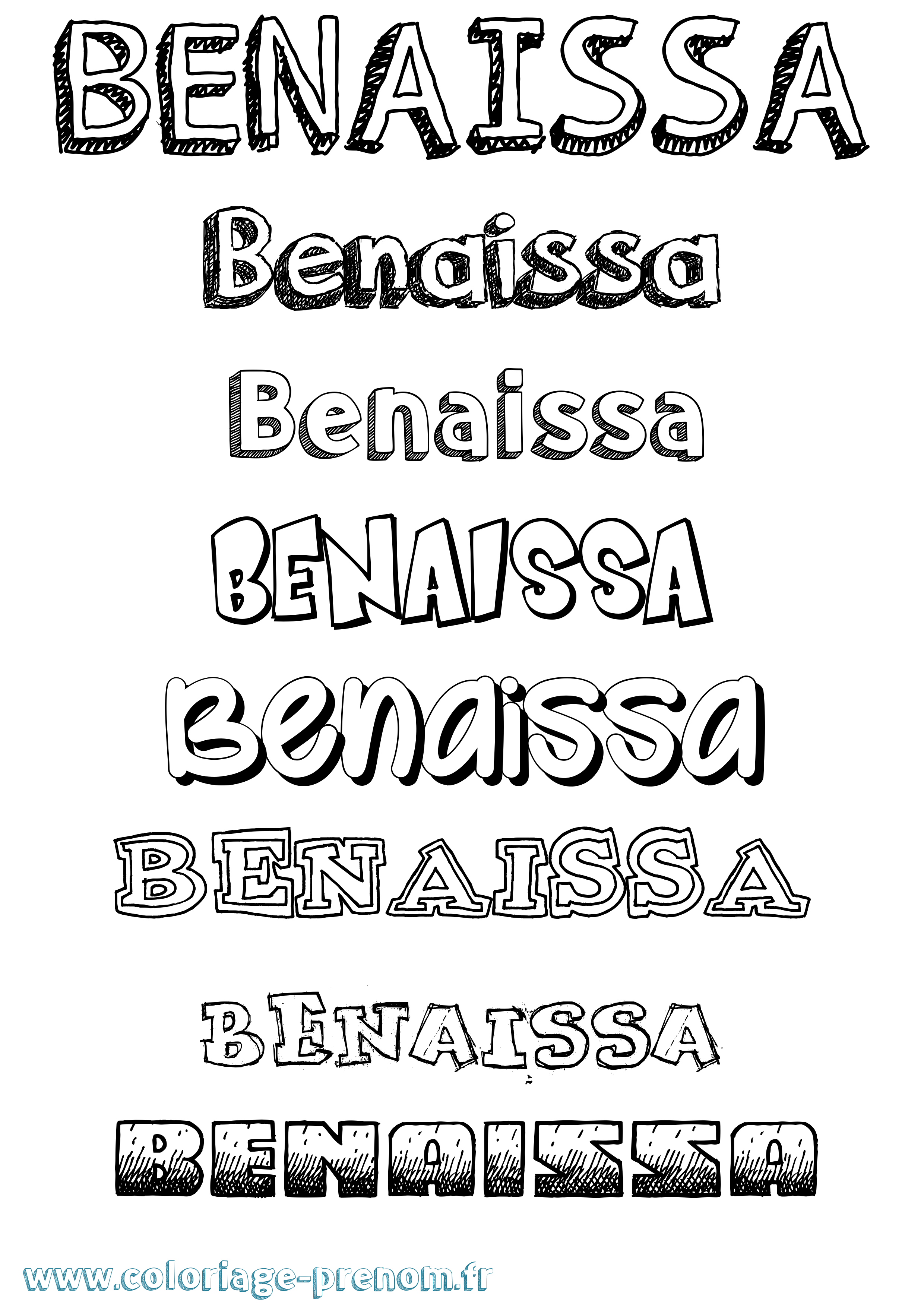 Coloriage Benaissa Dessiné Coloriage prénom Benaissa Dessiné