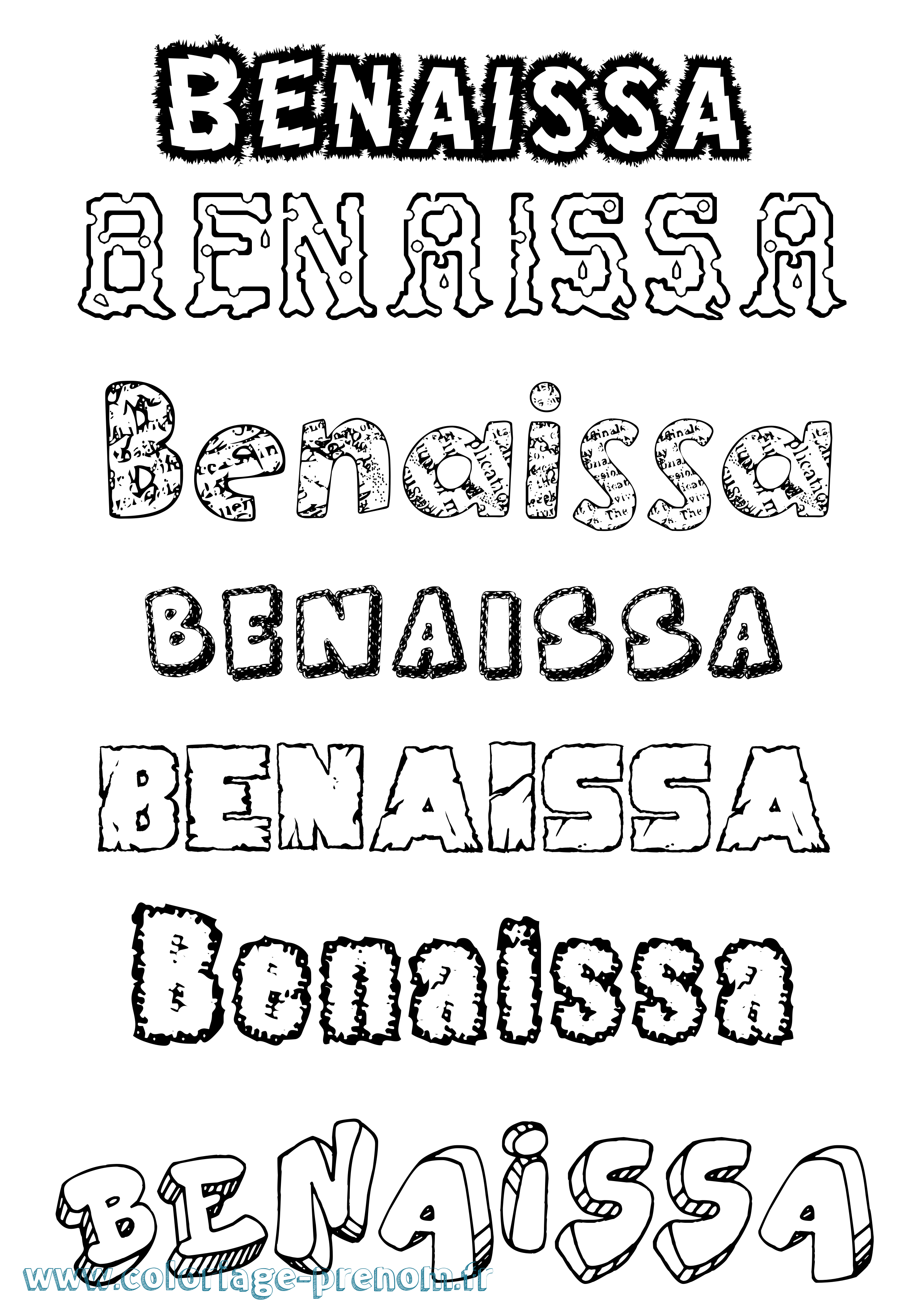 Coloriage Benaissa Destructuré Coloriage prénom Benaissa Destructuré
