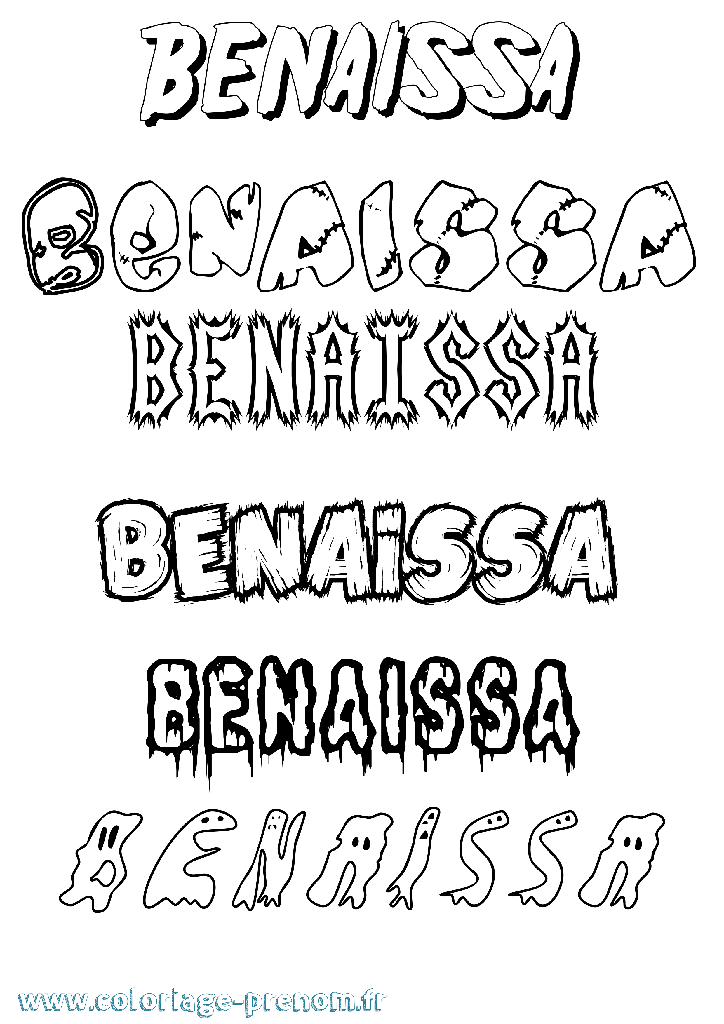 Coloriage Benaissa Frisson Coloriage prénom Benaissa Frisson