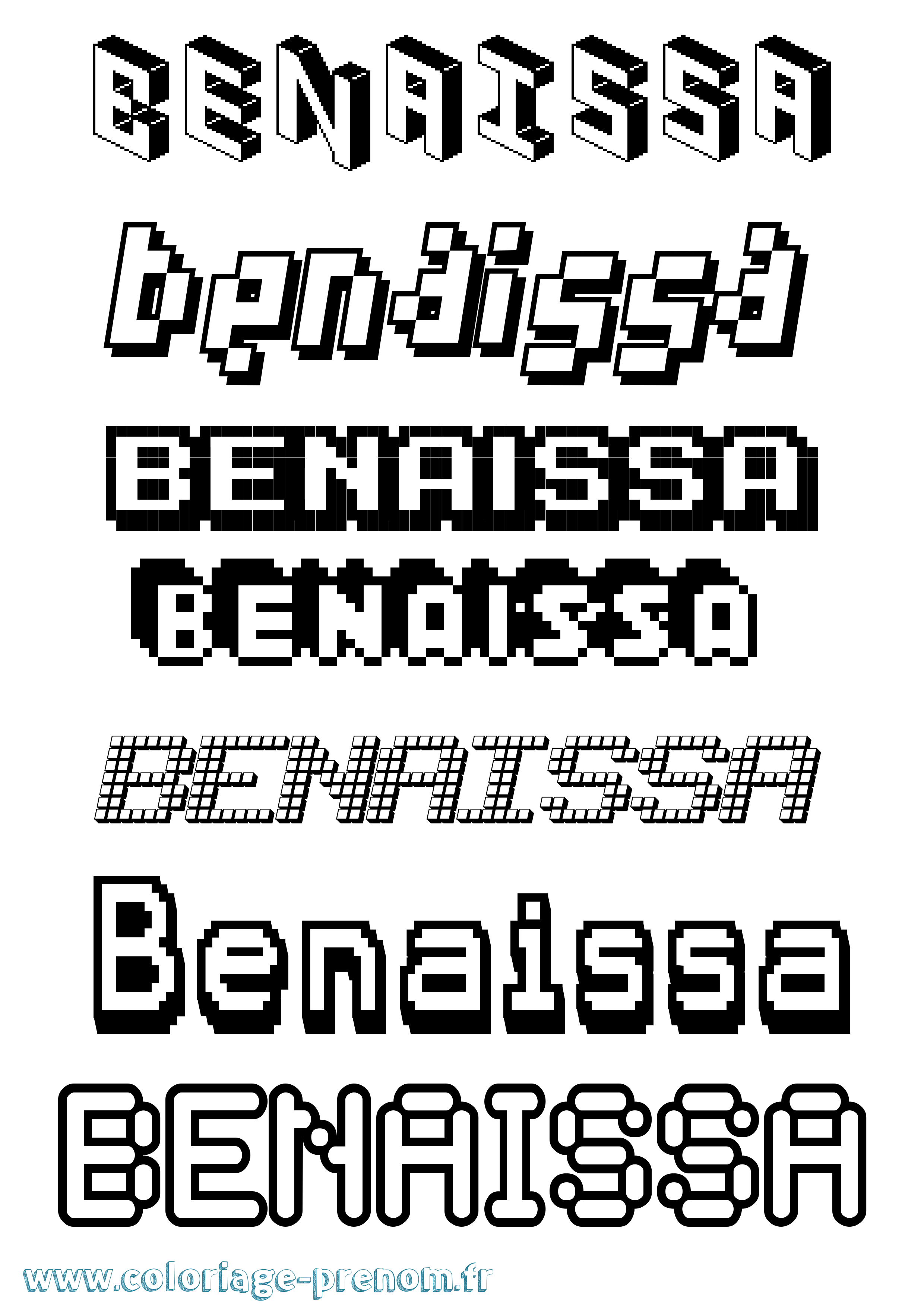 Coloriage Benaissa Pixel Coloriage prénom Benaissa Pixel