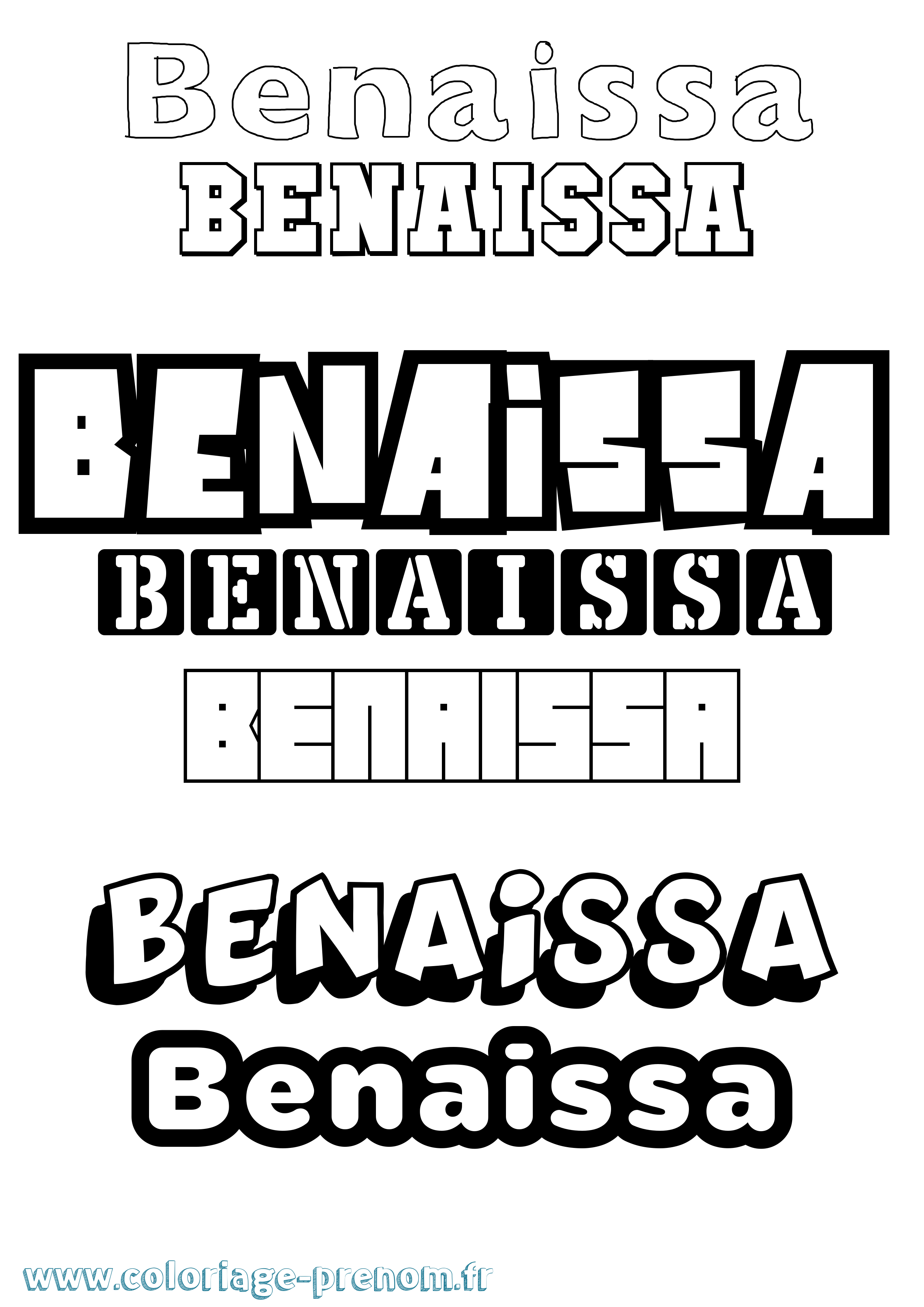 Coloriage Benaissa Simple Coloriage prénom Benaissa Simple