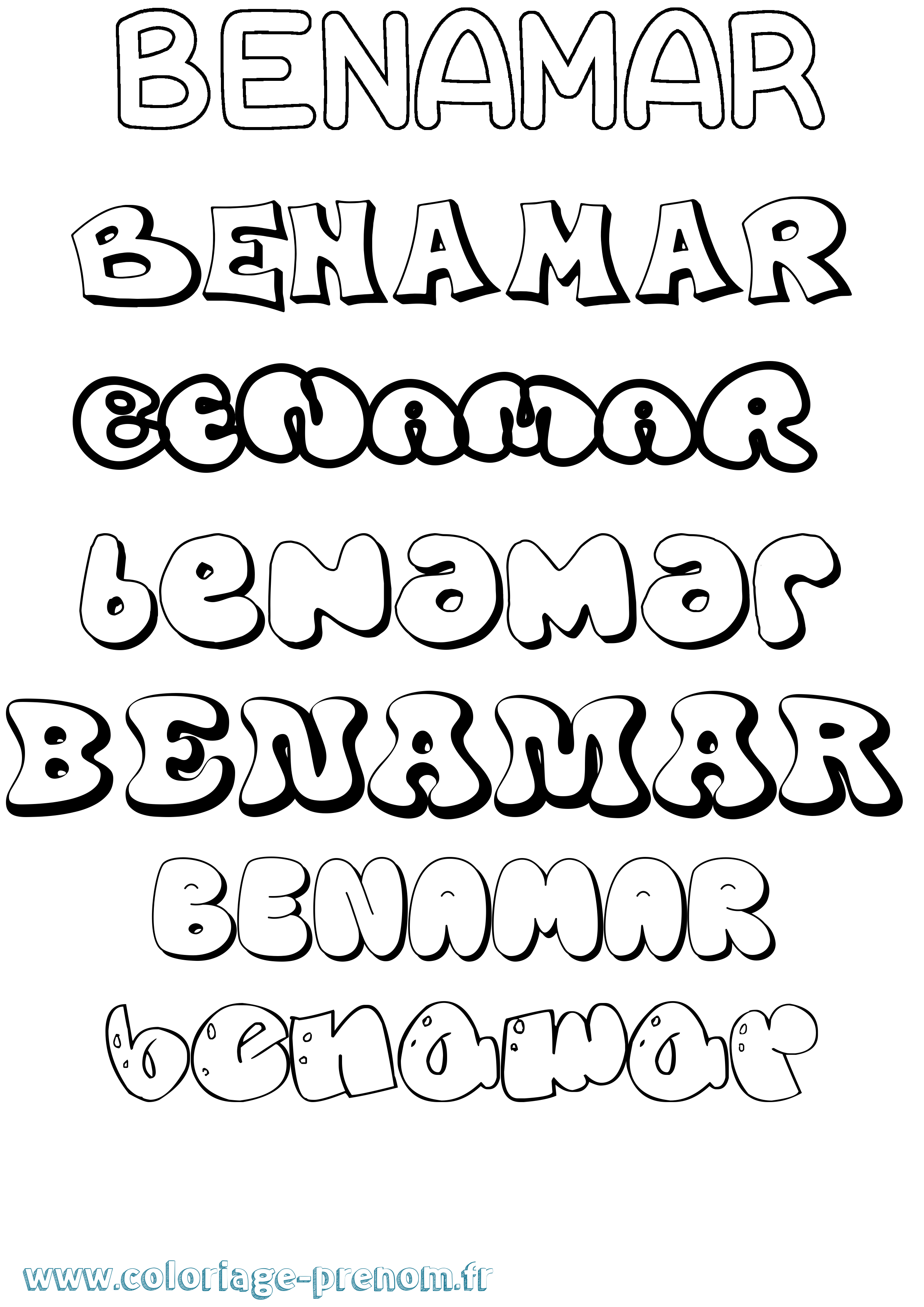 Coloriage Benamar Bubble Coloriage prénom Benamar Bubble