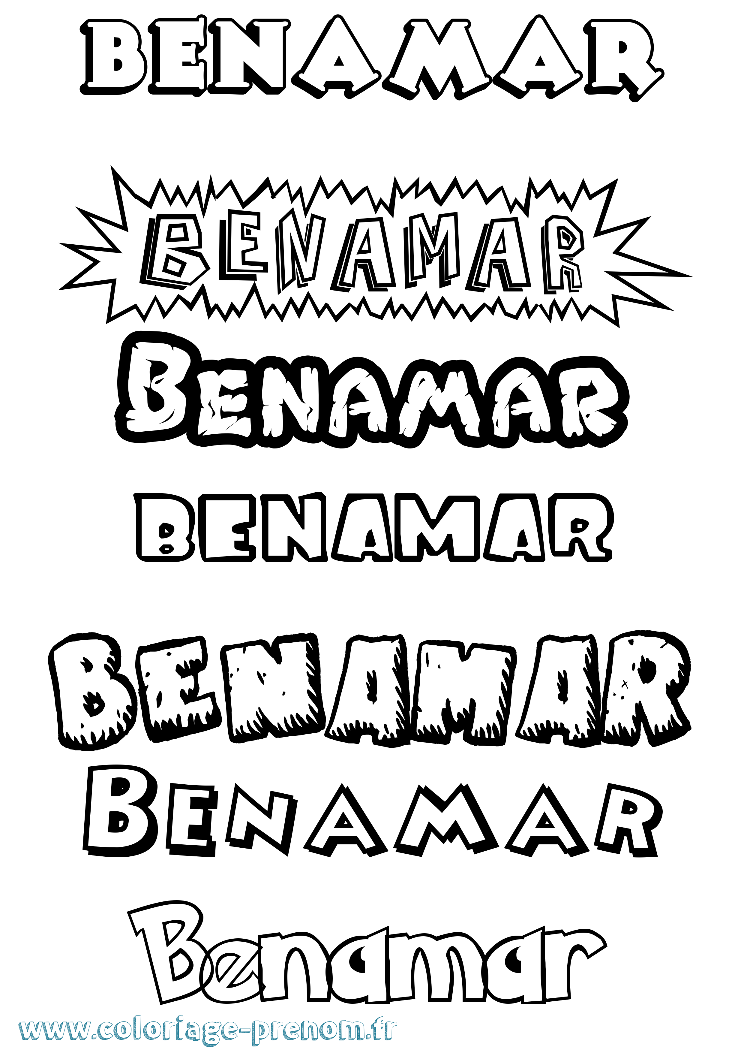 Coloriage Benamar Dessin Animé Coloriage prénom Benamar Dessin Animé