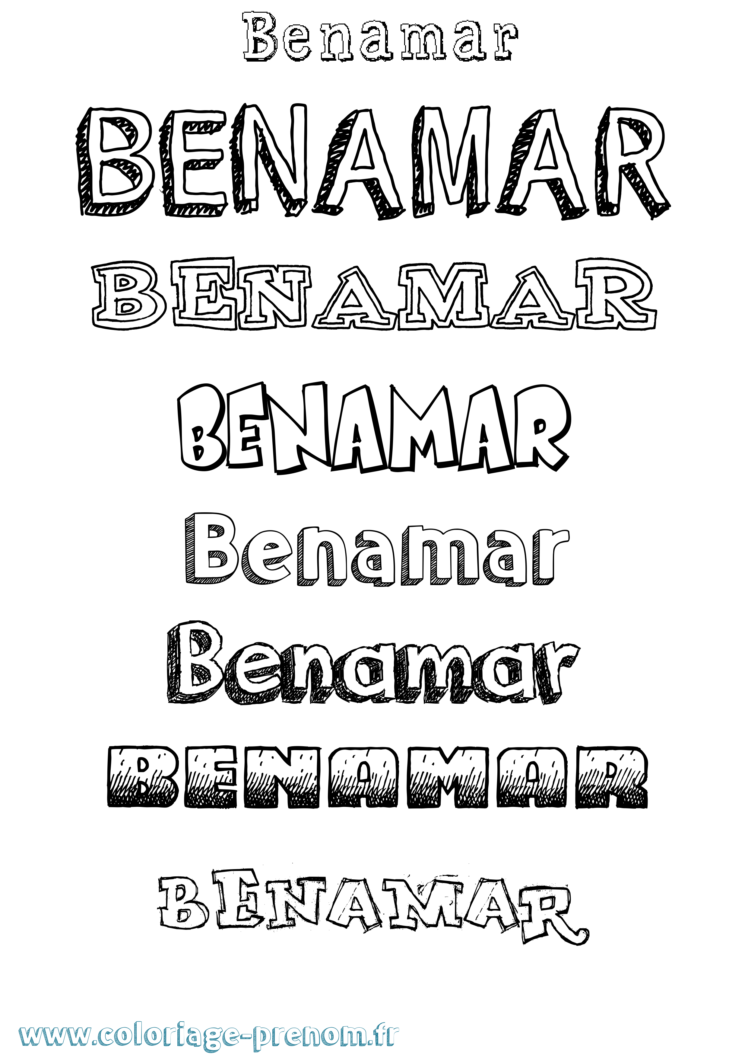 Coloriage Benamar Dessiné Coloriage prénom Benamar Dessiné