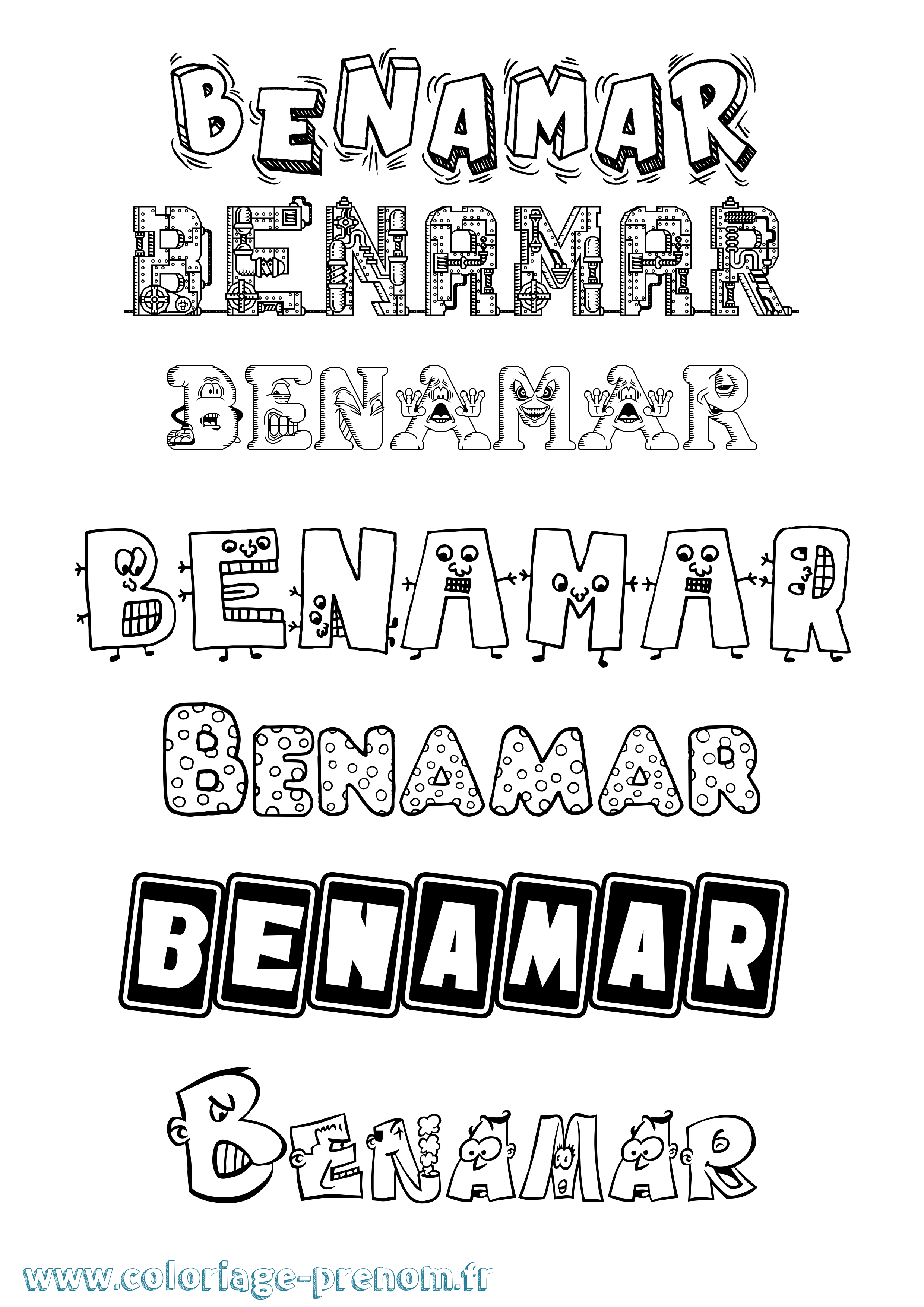 Coloriage Benamar Fun Coloriage prénom Benamar Fun