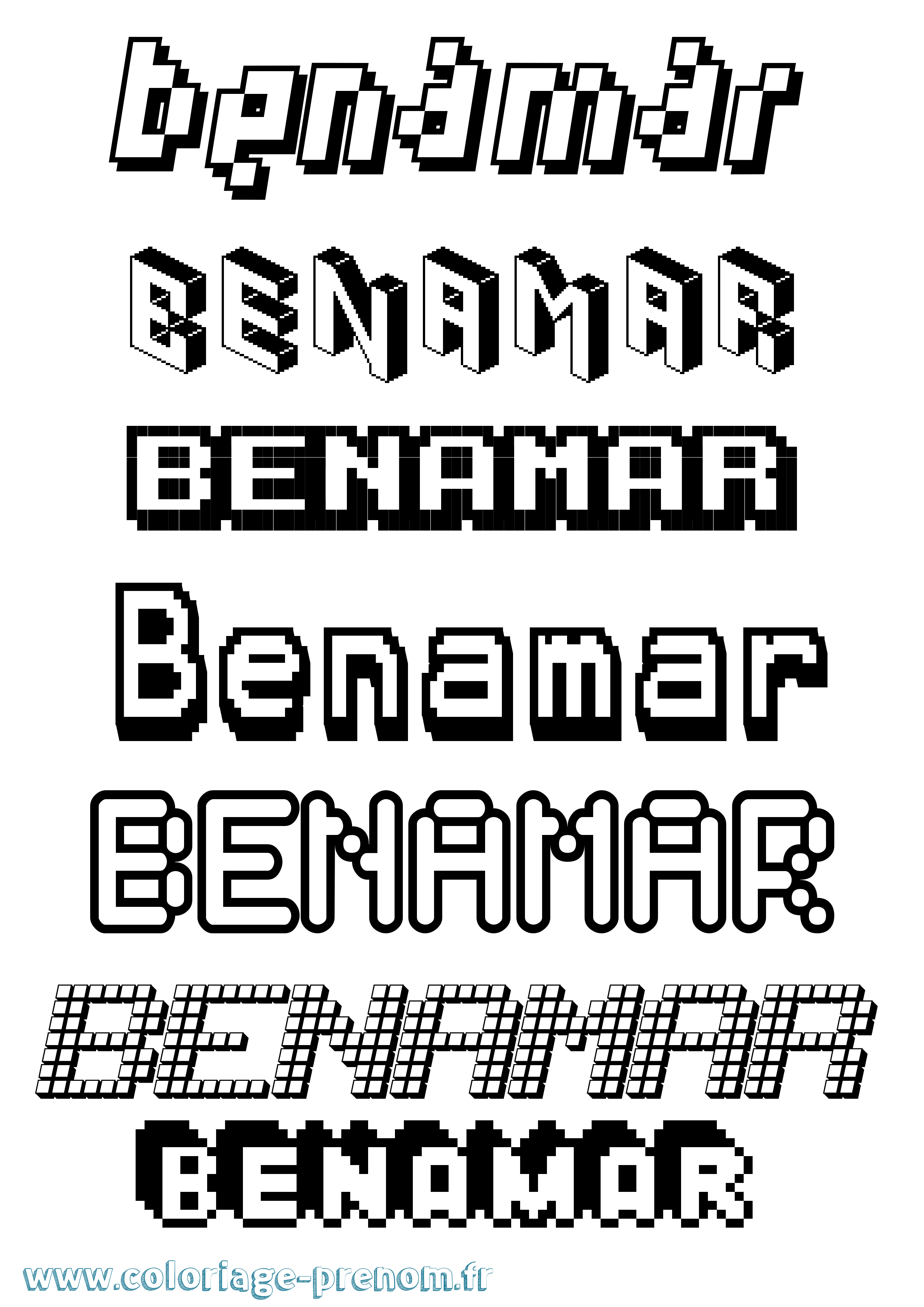 Coloriage Benamar Pixel Coloriage prénom Benamar Pixel