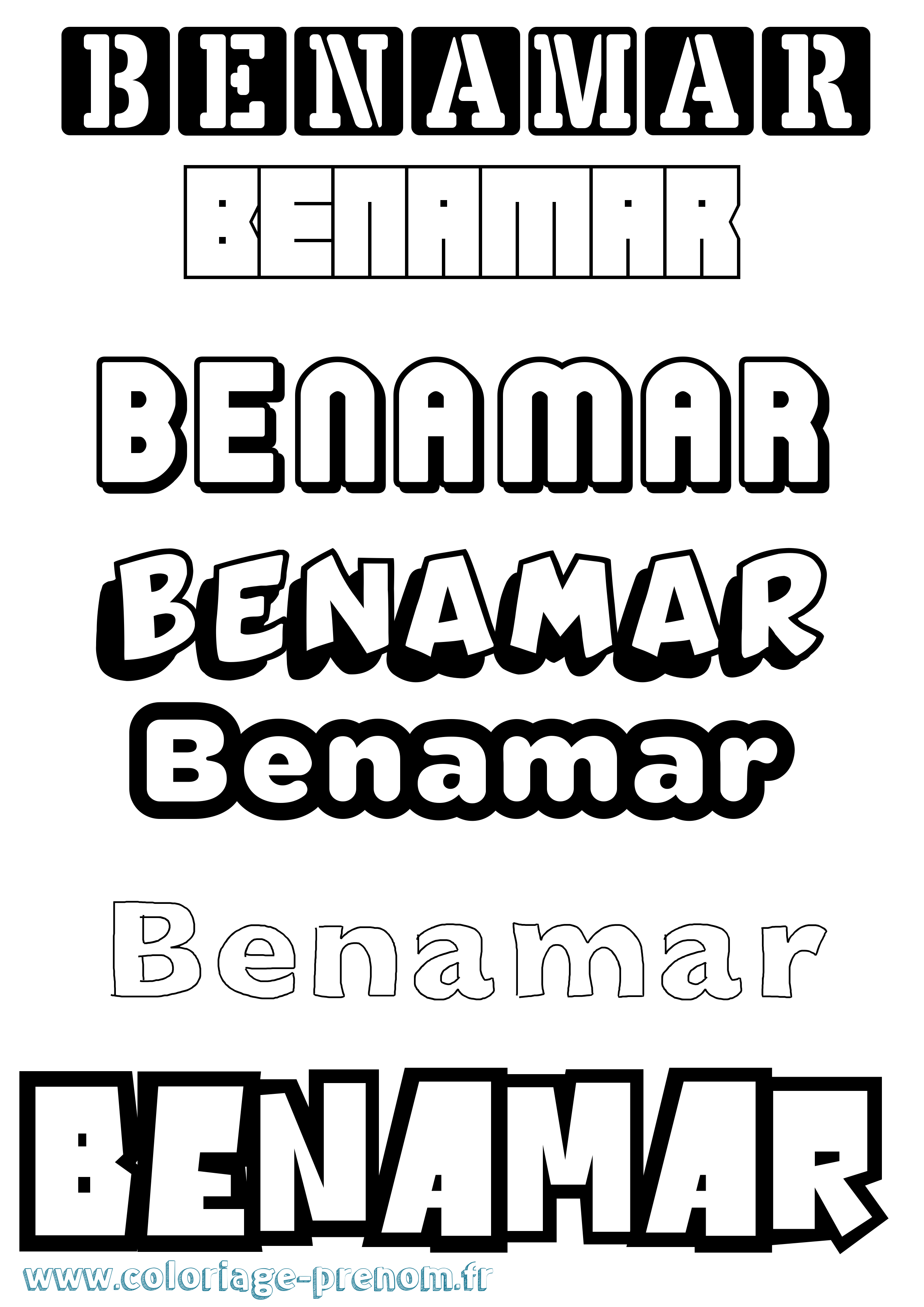 Coloriage Benamar Simple Coloriage prénom Benamar Simple