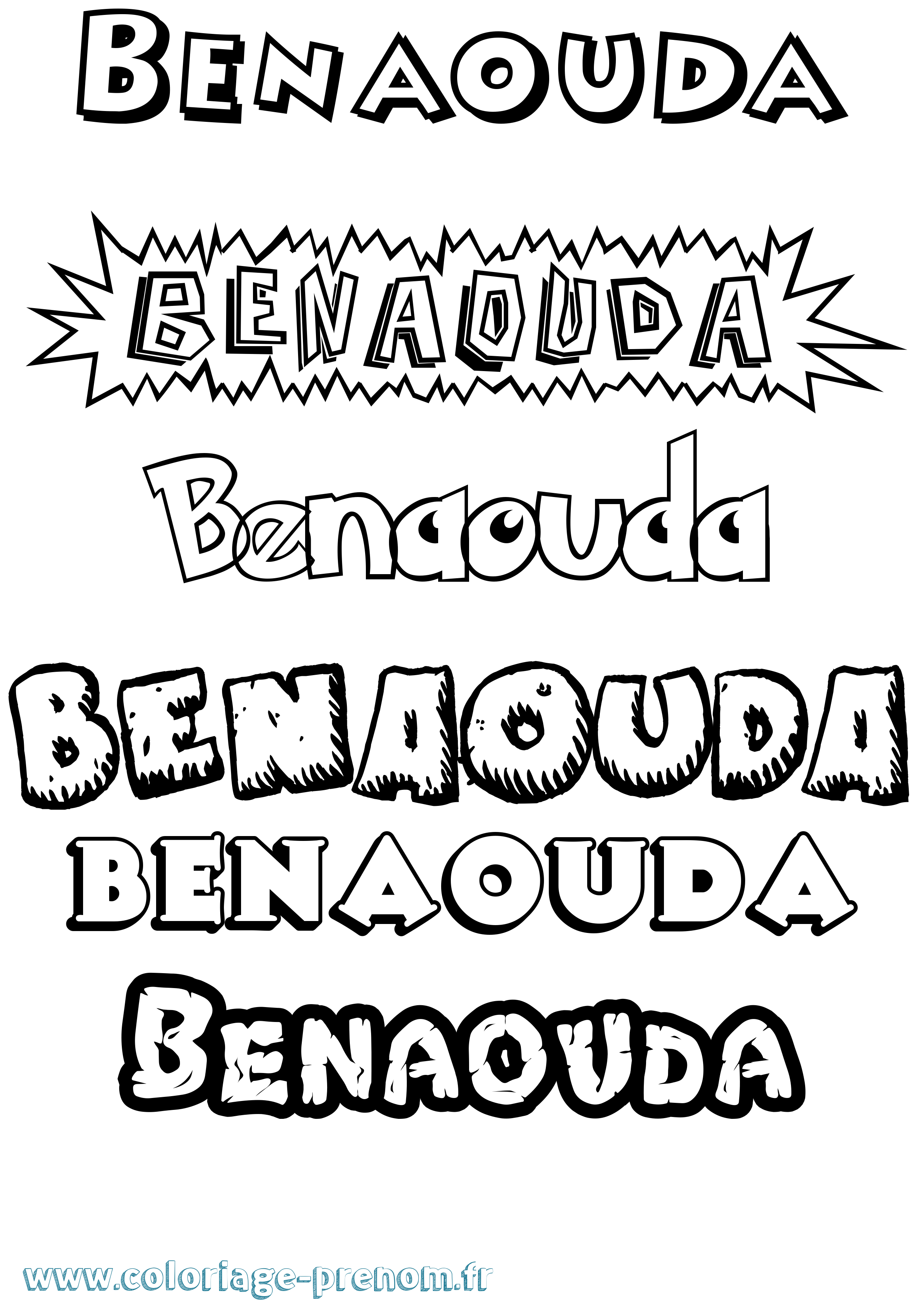 Coloriage Benaouda Dessin Animé Coloriage prénom Benaouda Dessin Animé