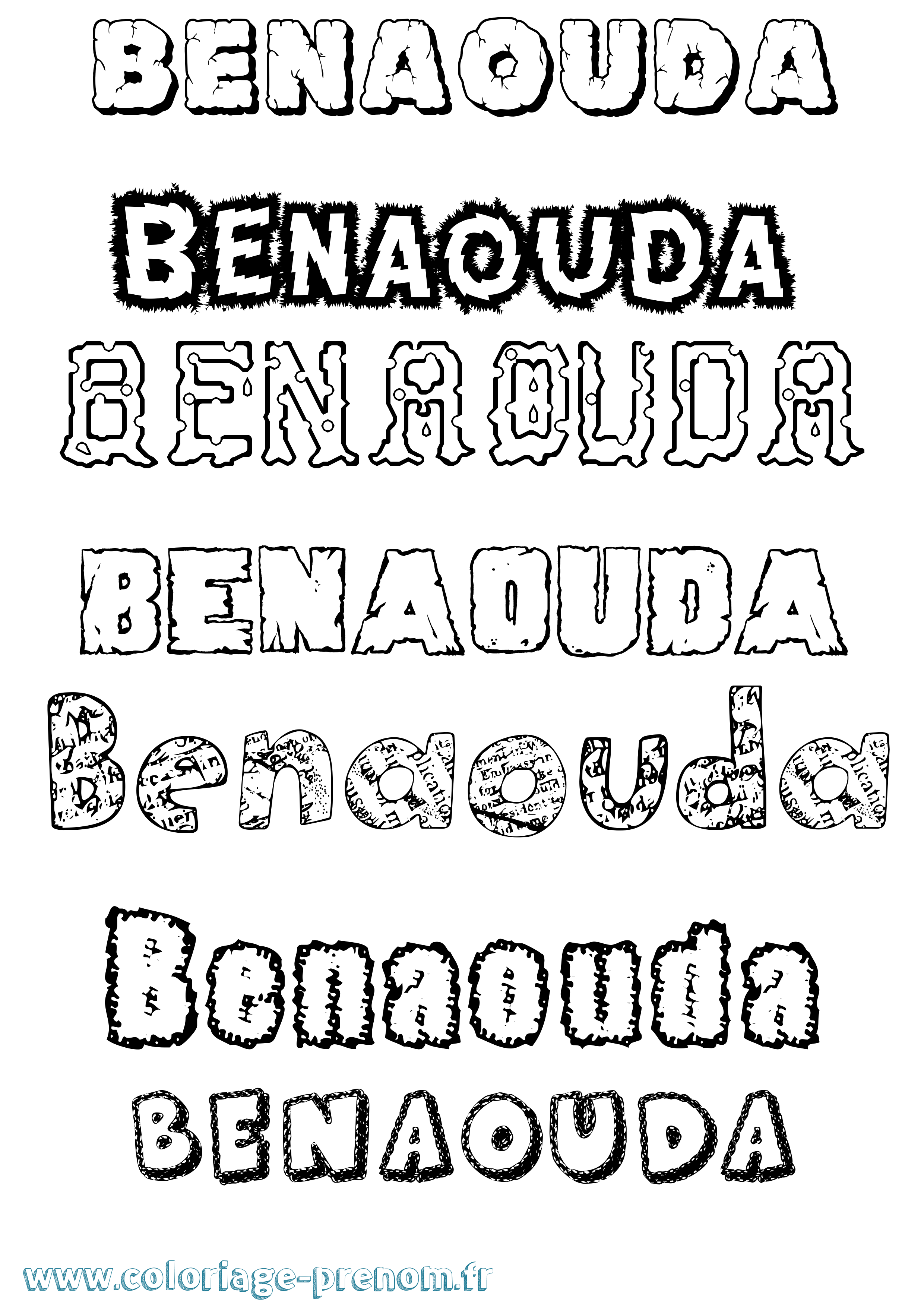 Coloriage Benaouda Destructuré Coloriage prénom Benaouda Destructuré
