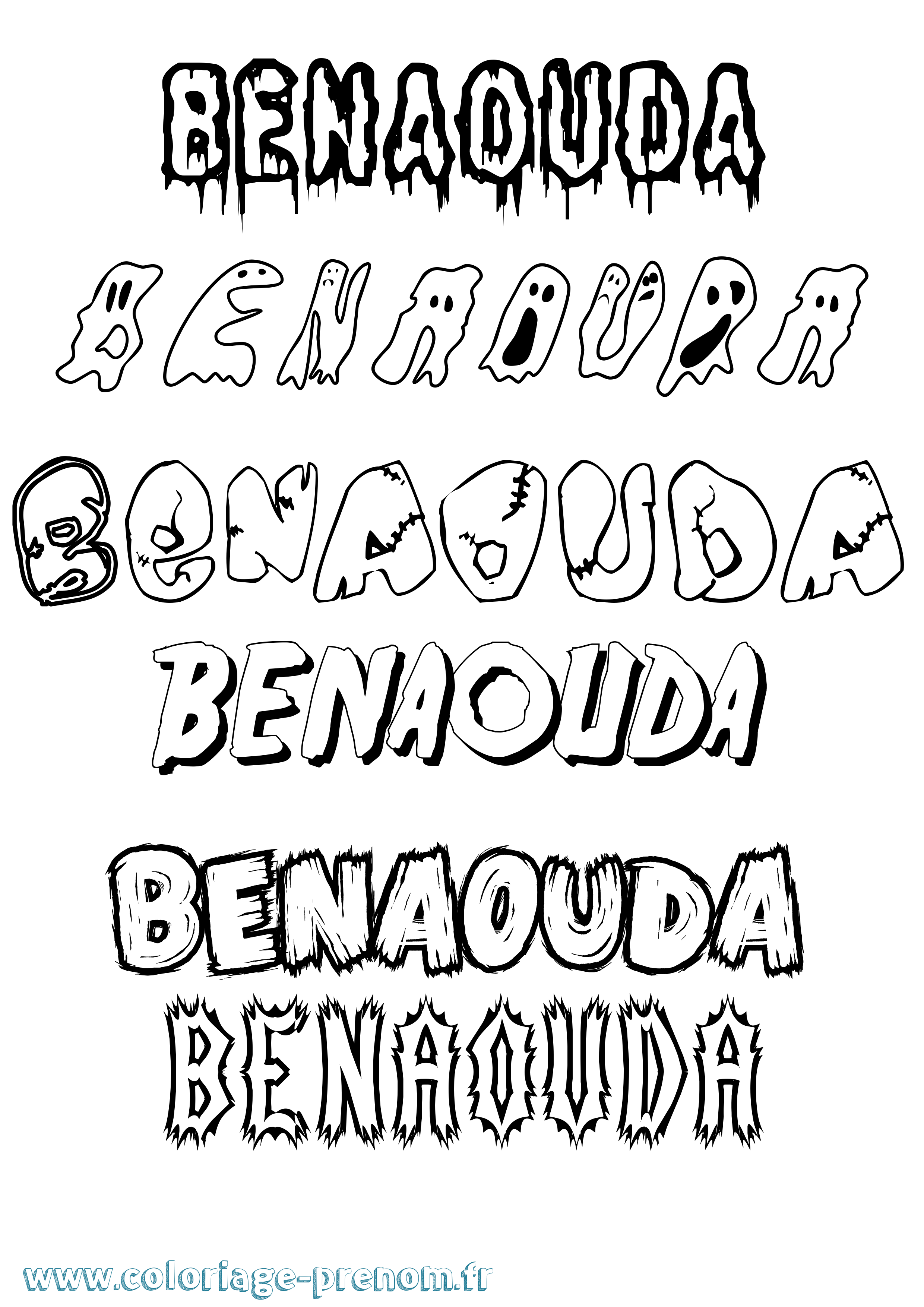 Coloriage Benaouda Frisson Coloriage prénom Benaouda Frisson