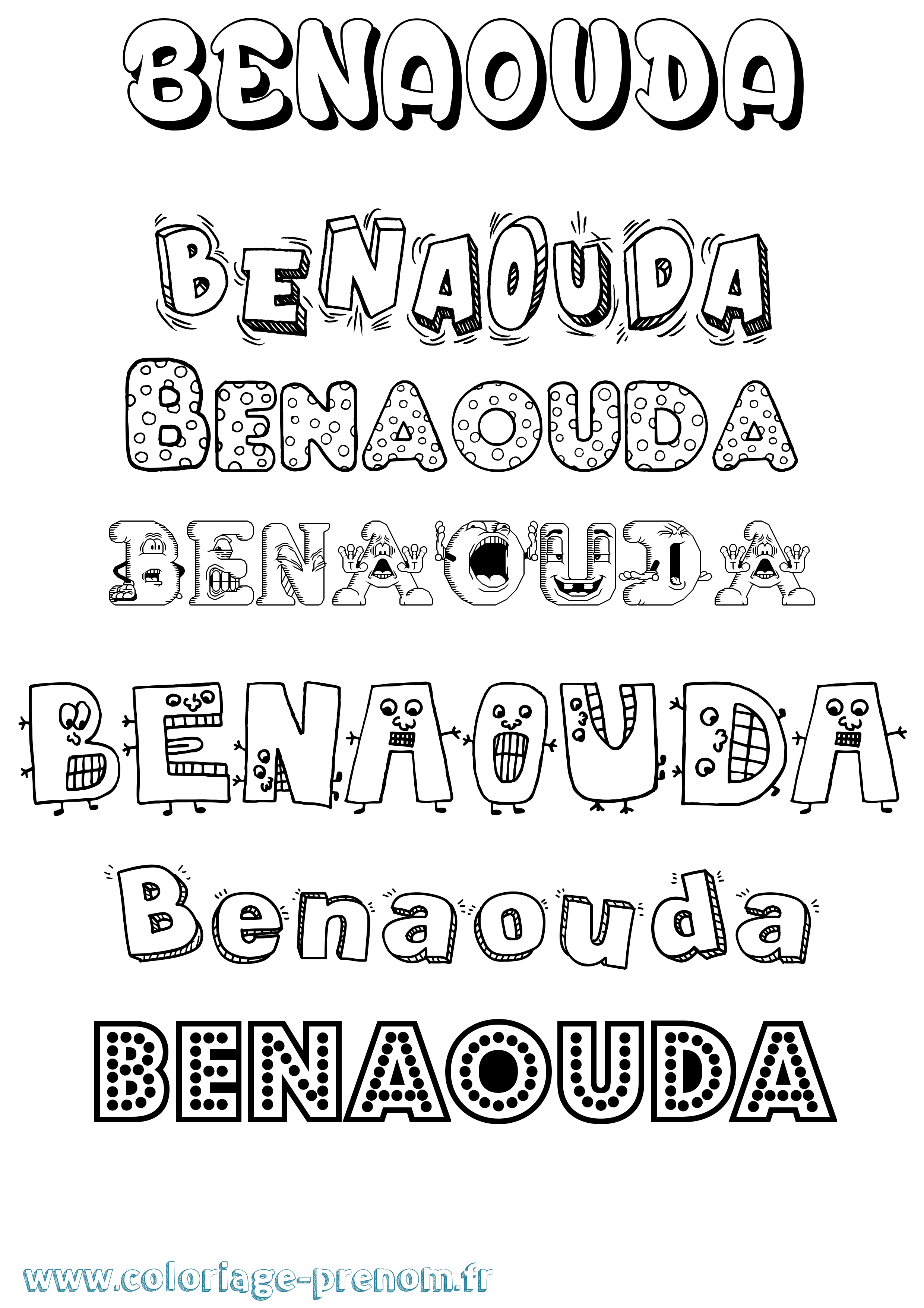Coloriage Benaouda Fun Coloriage prénom Benaouda Fun