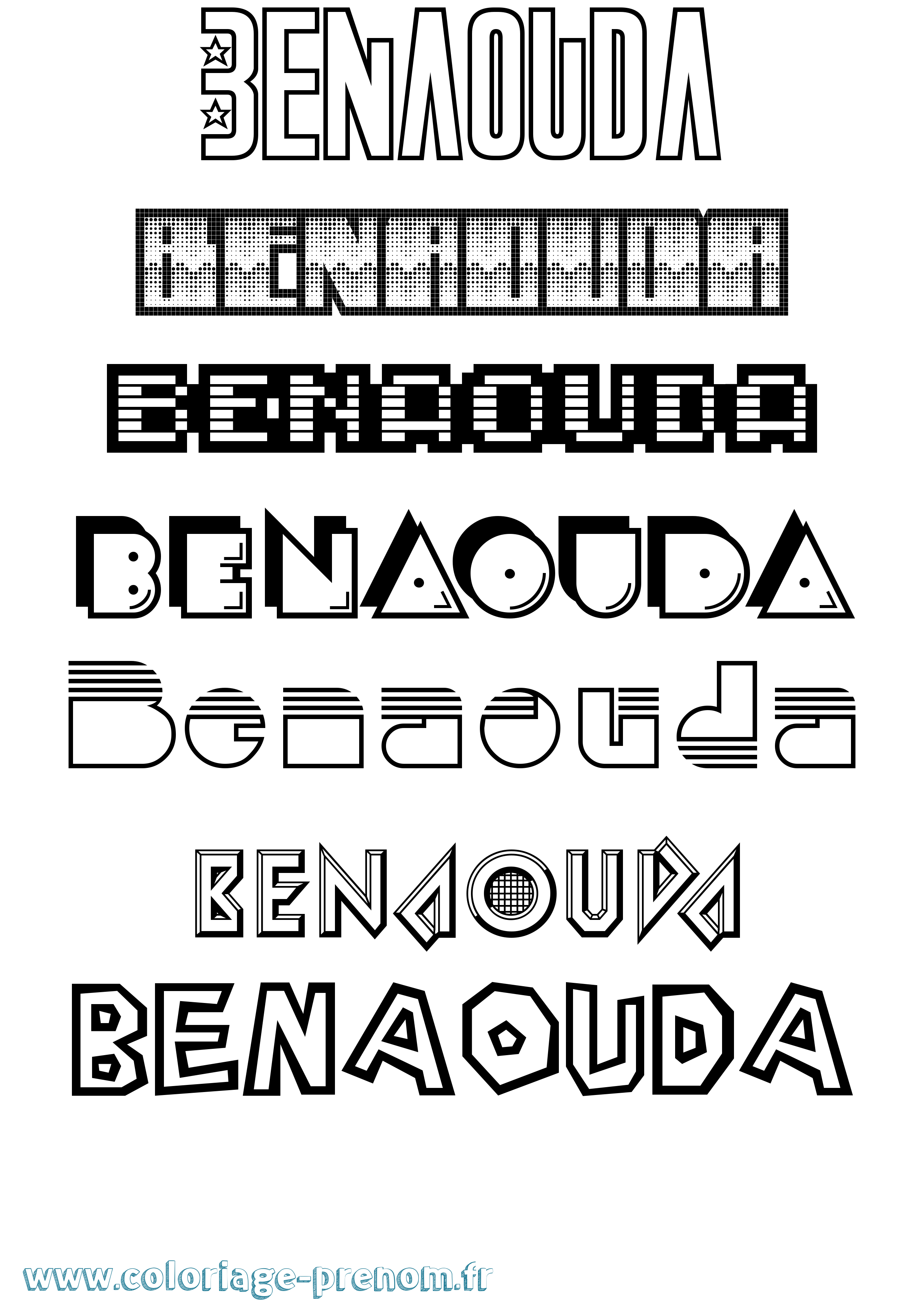 Coloriage Benaouda Jeux Vidéos Coloriage prénom Benaouda Jeux Vidéos