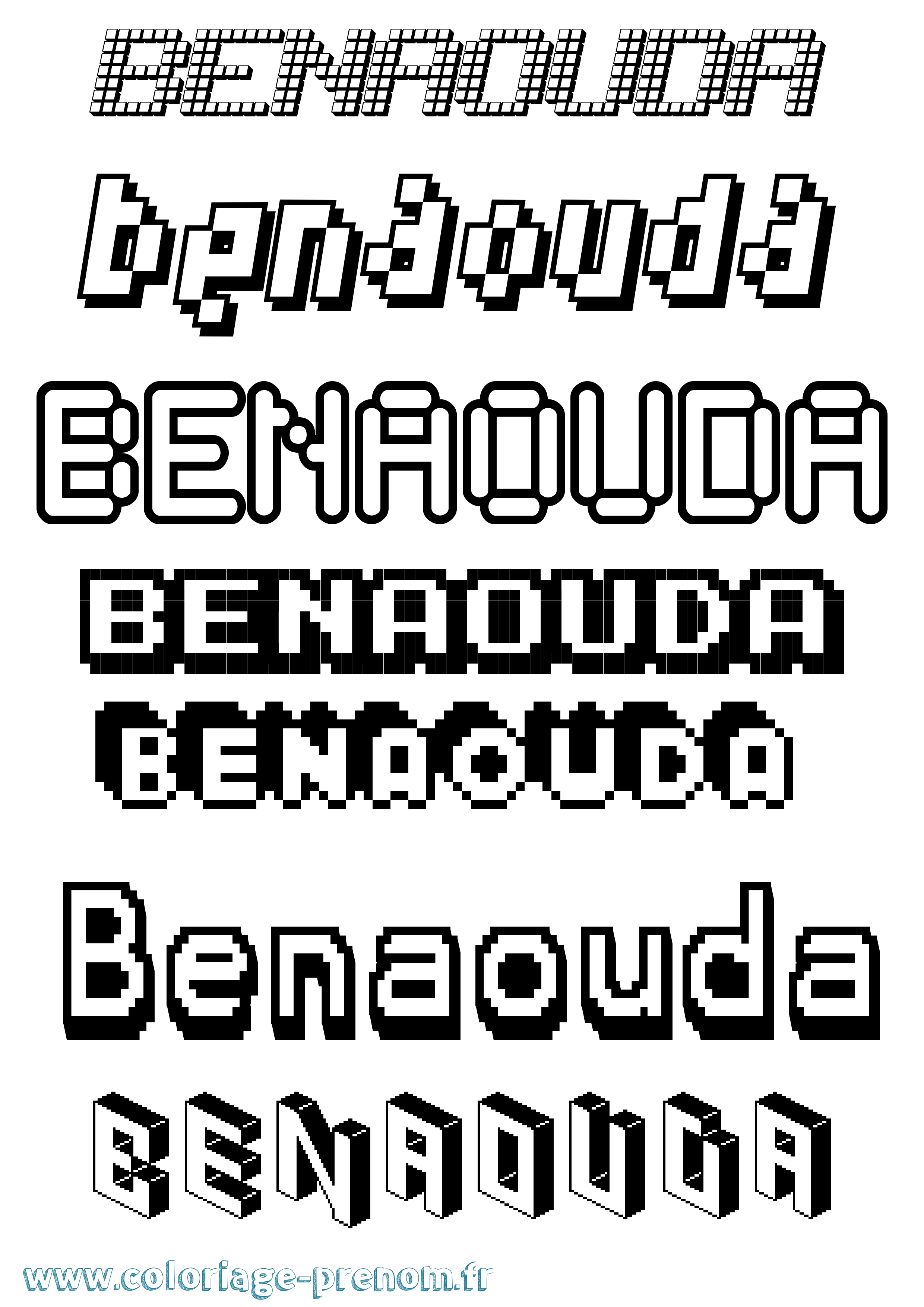 Coloriage Benaouda Pixel Coloriage prénom Benaouda Pixel