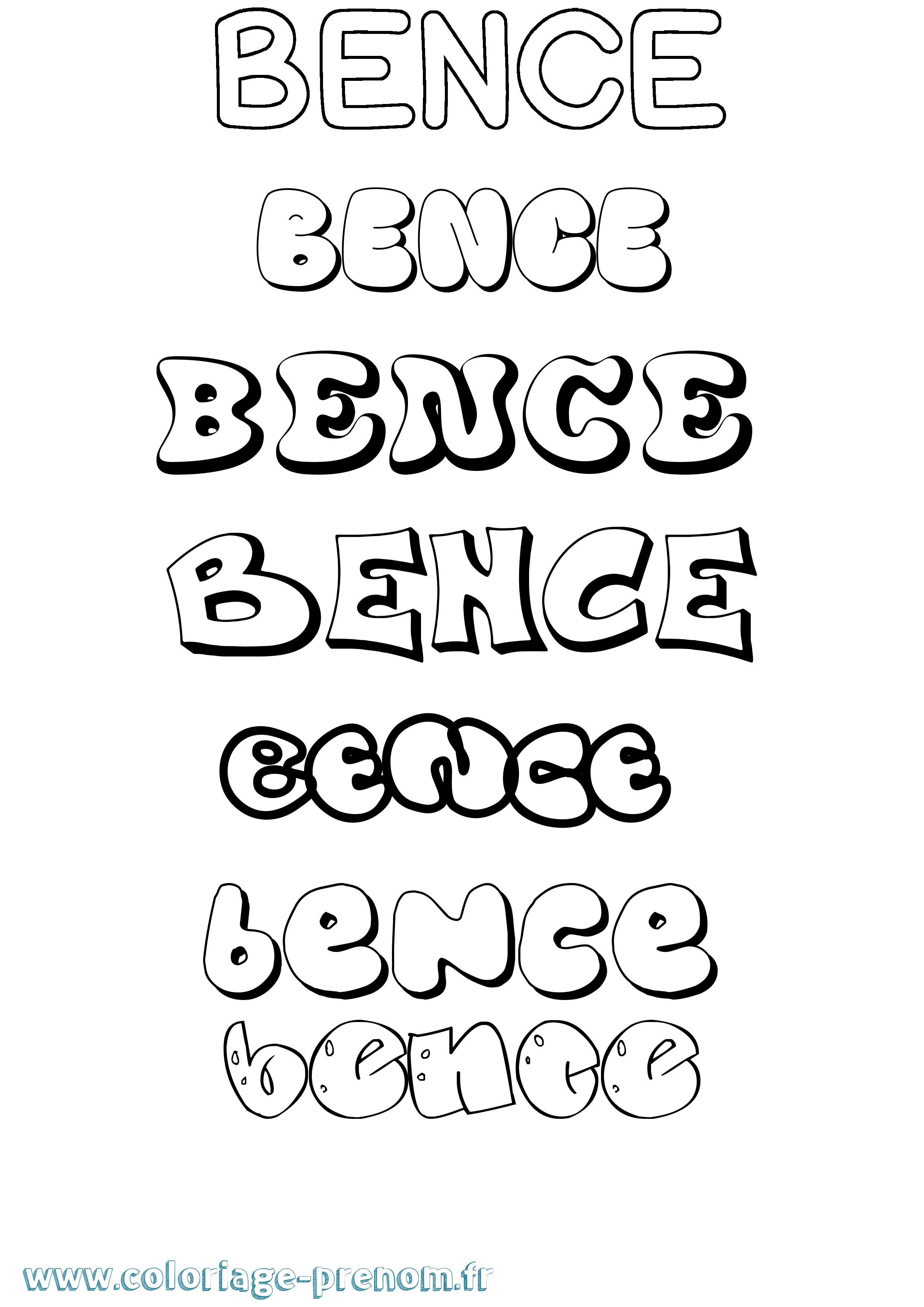 Coloriage Bence Bubble Coloriage prénom Bence Bubble
