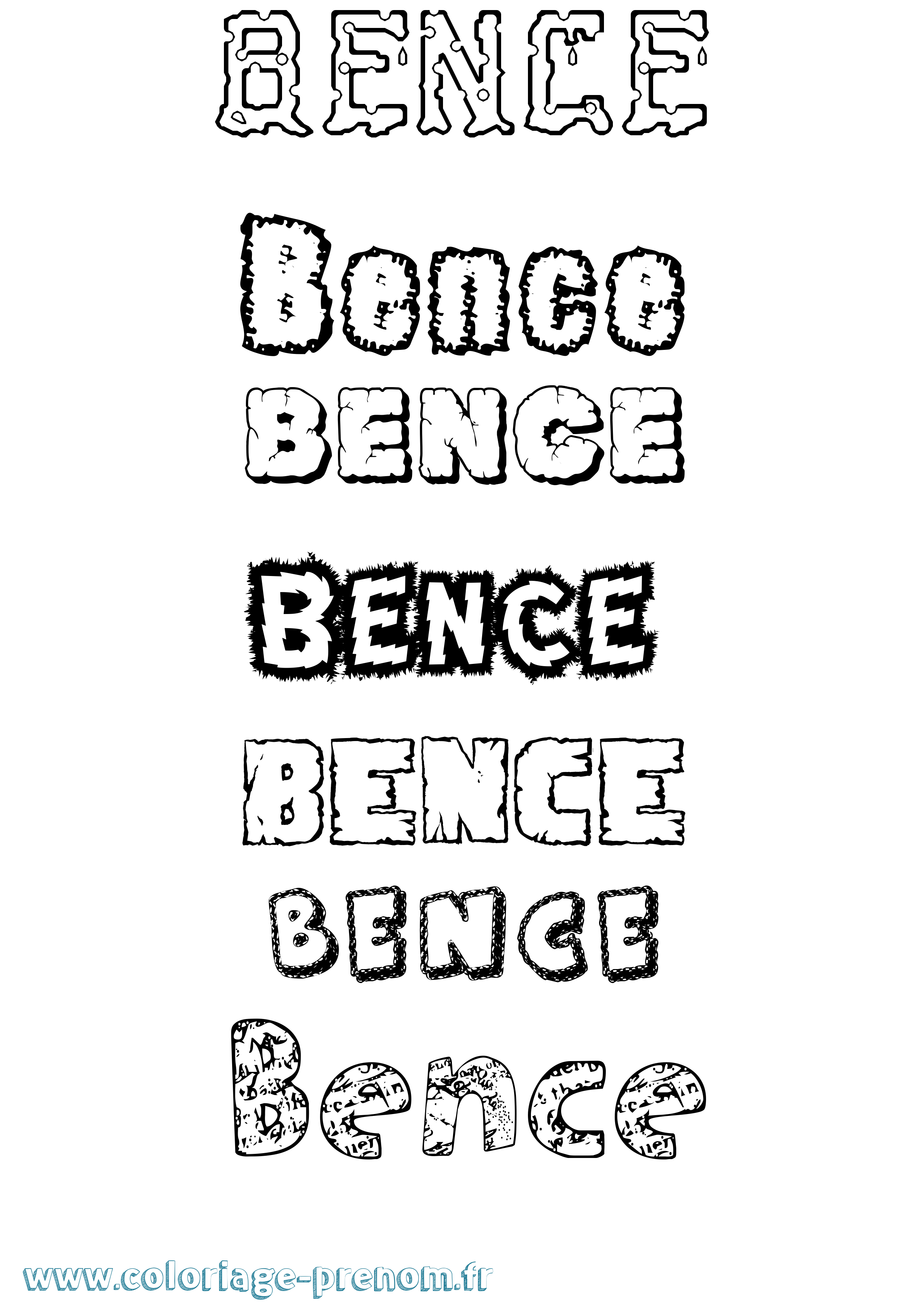 Coloriage Bence Destructuré Coloriage prénom Bence Destructuré