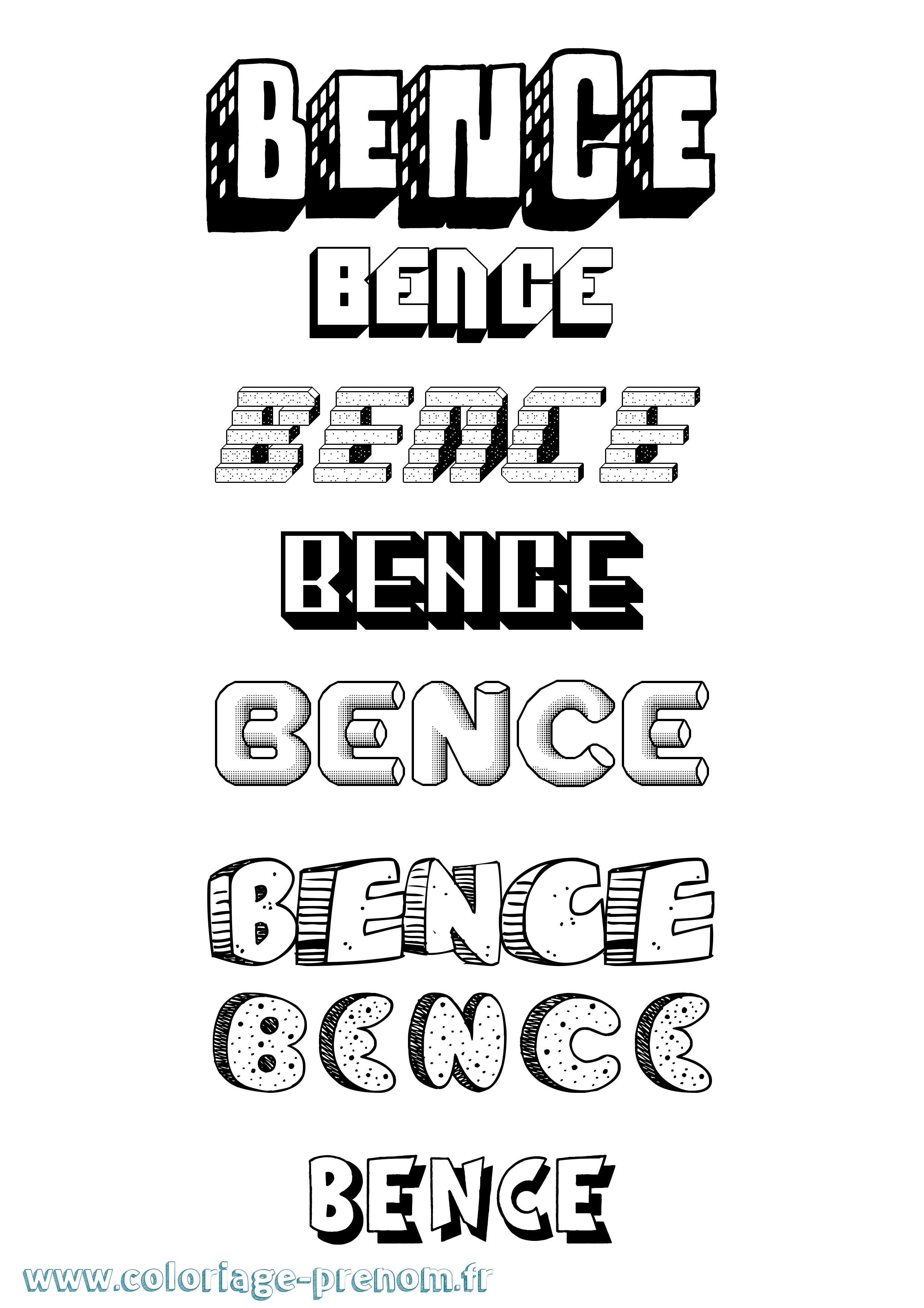 Coloriage Bence Effet 3D Coloriage prénom Bence Effet 3D