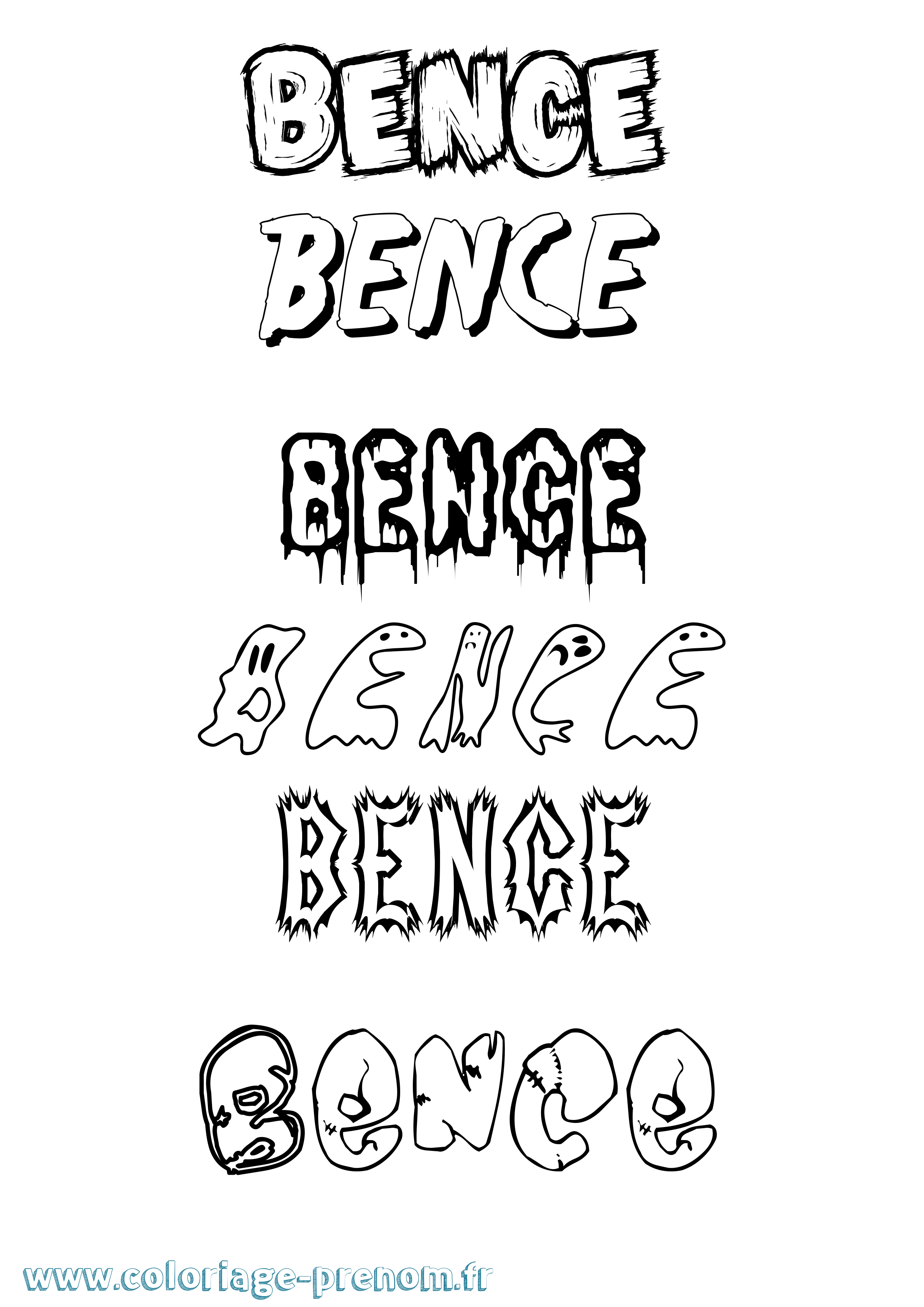 Coloriage Bence Frisson Coloriage prénom Bence Frisson