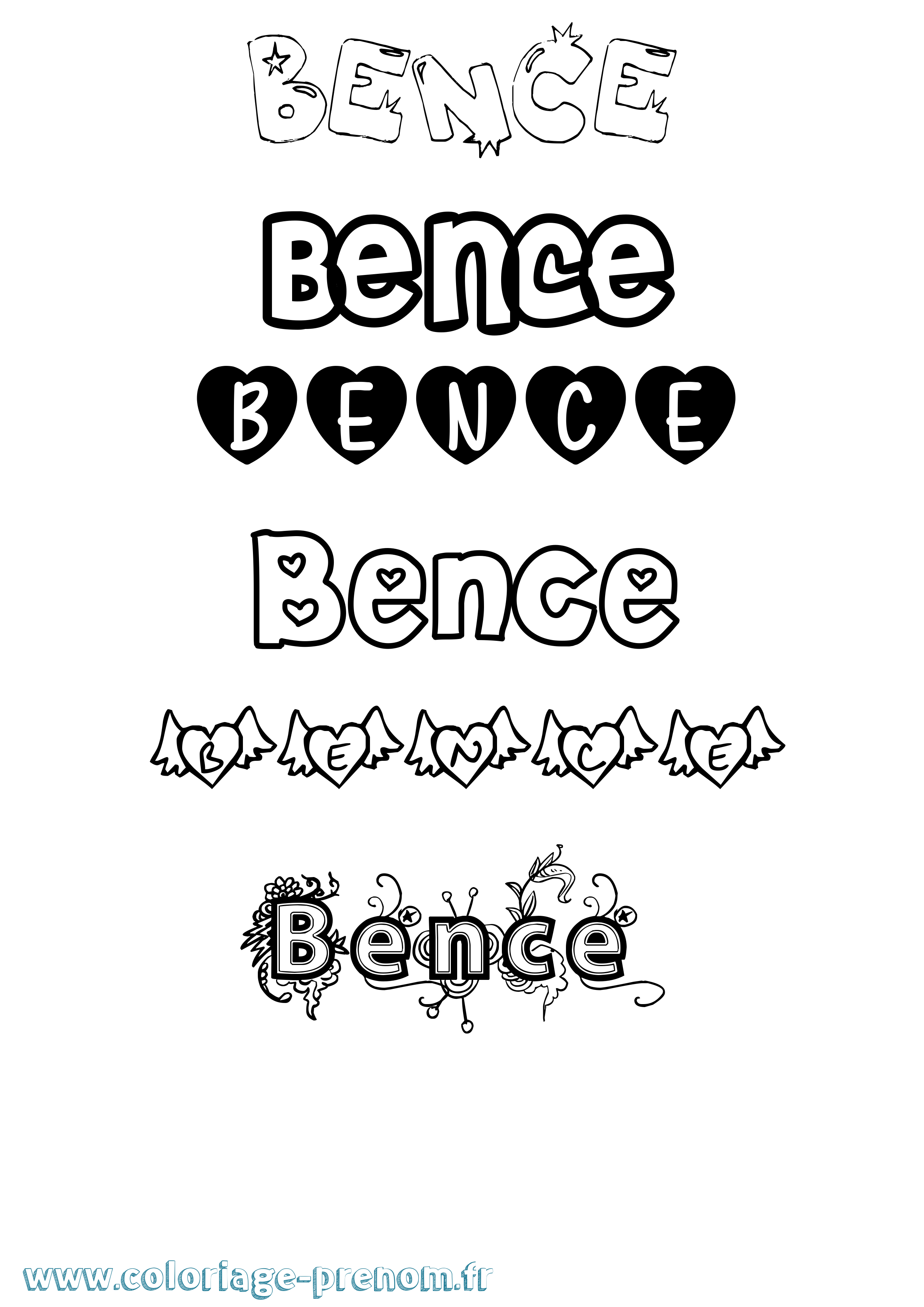 Coloriage Bence Girly Coloriage prénom Bence Girly