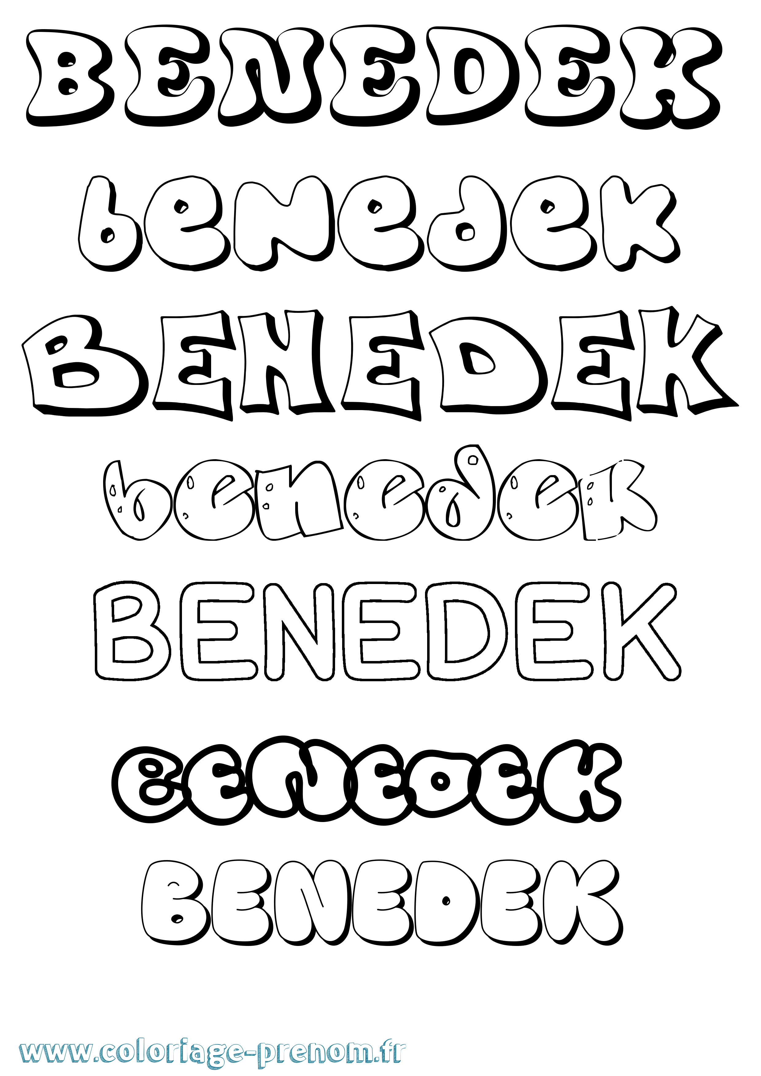 Coloriage Benedek Bubble Coloriage prénom Benedek Bubble