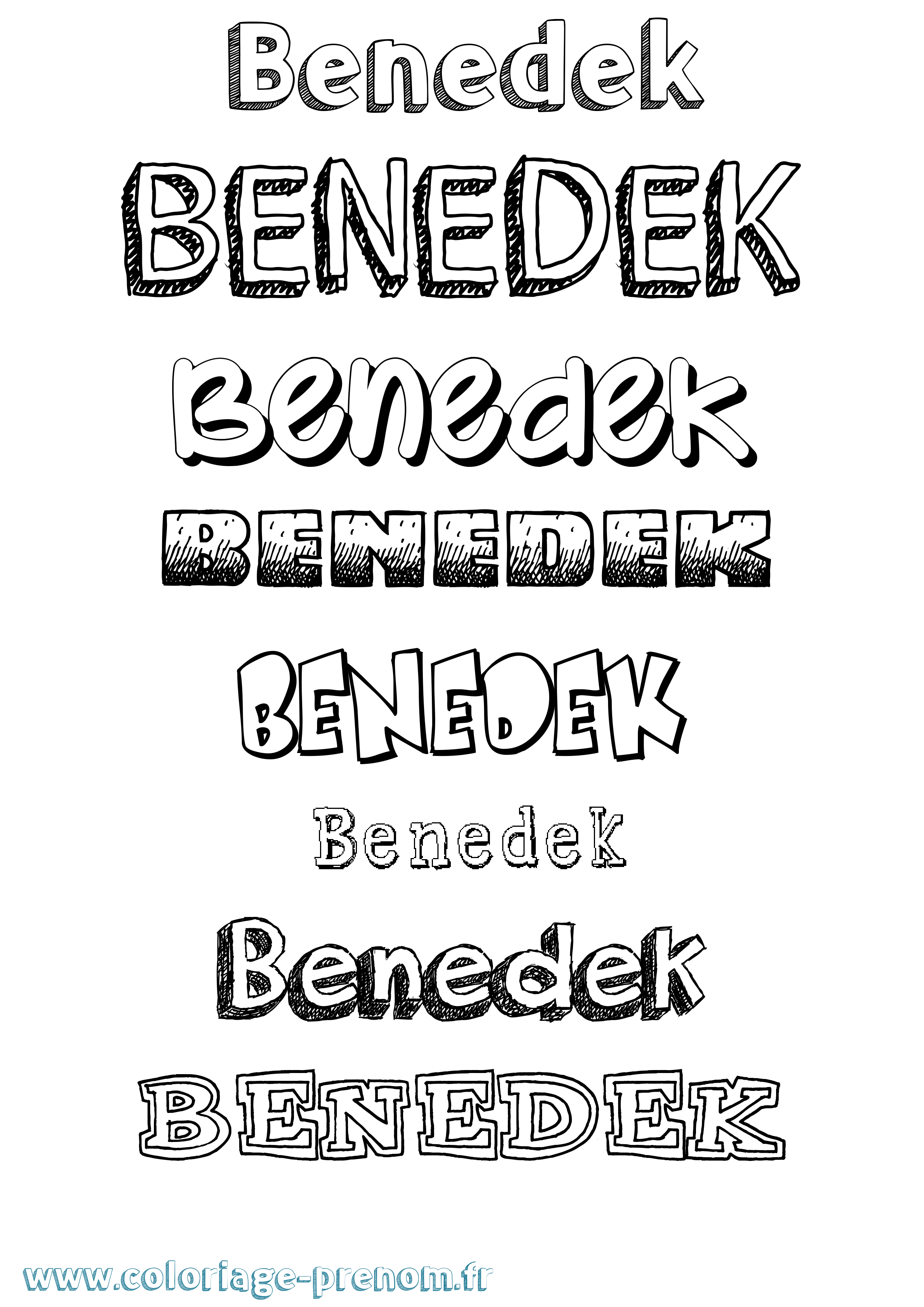 Coloriage Benedek Dessiné Coloriage prénom Benedek Dessiné