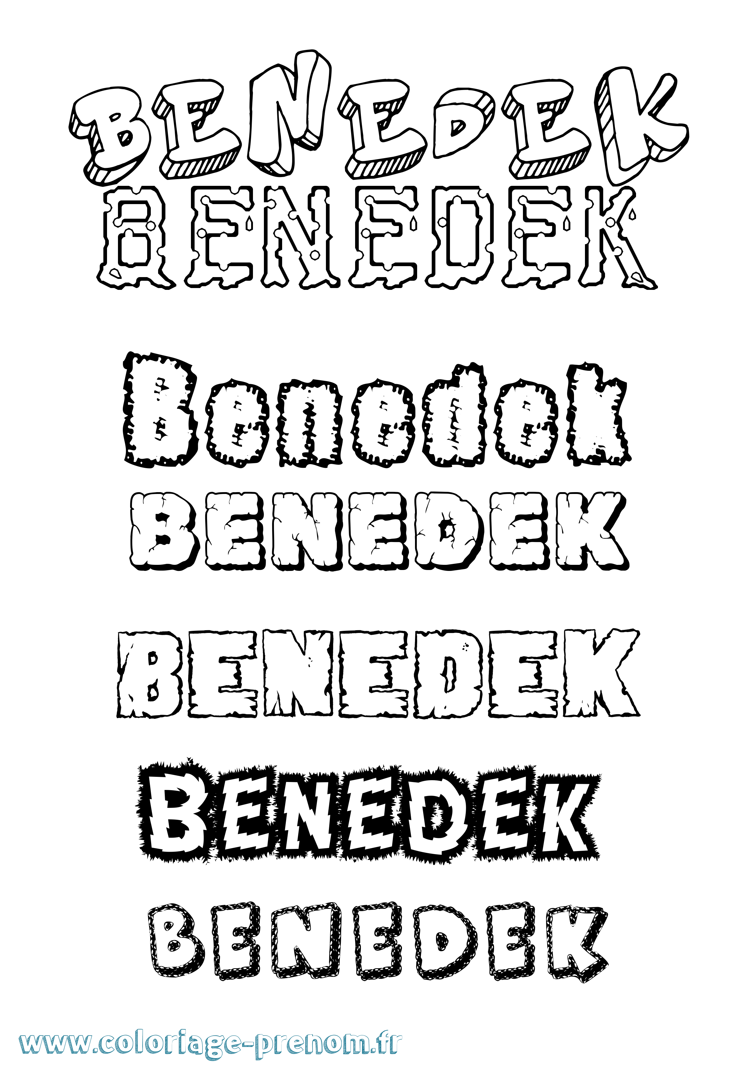 Coloriage Benedek Destructuré Coloriage prénom Benedek Destructuré