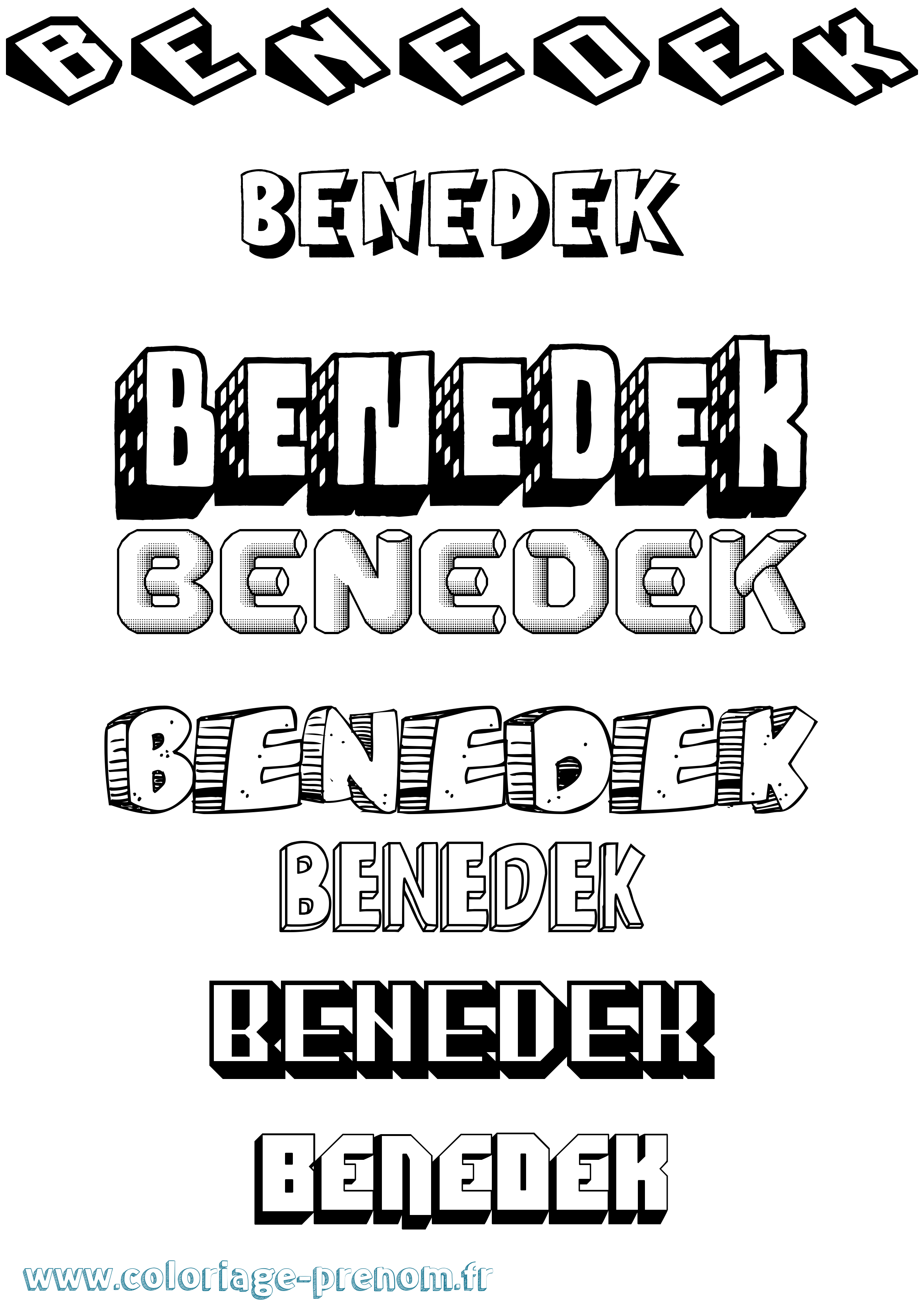 Coloriage Benedek Effet 3D Coloriage prénom Benedek Effet 3D
