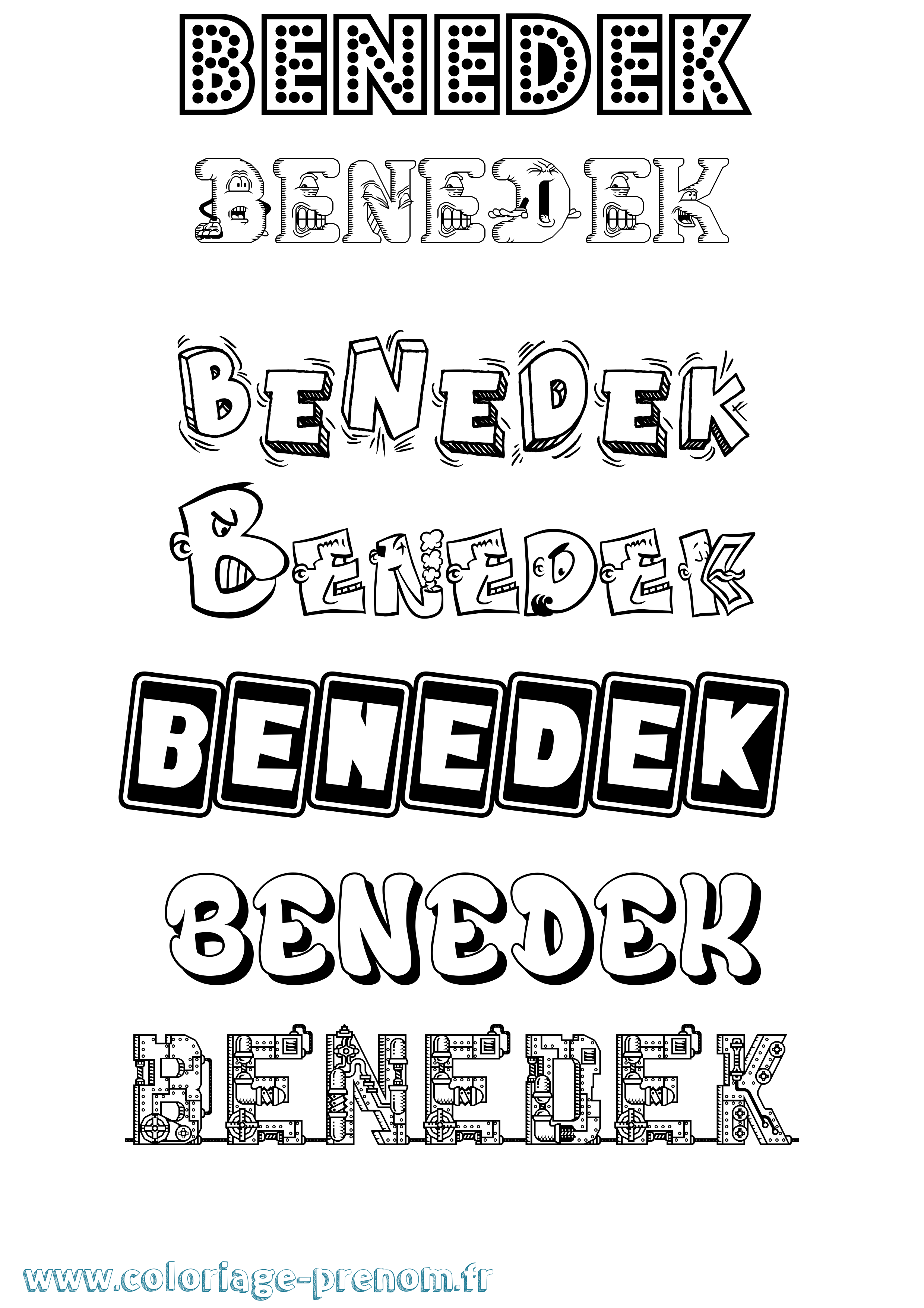 Coloriage Benedek Fun Coloriage prénom Benedek Fun