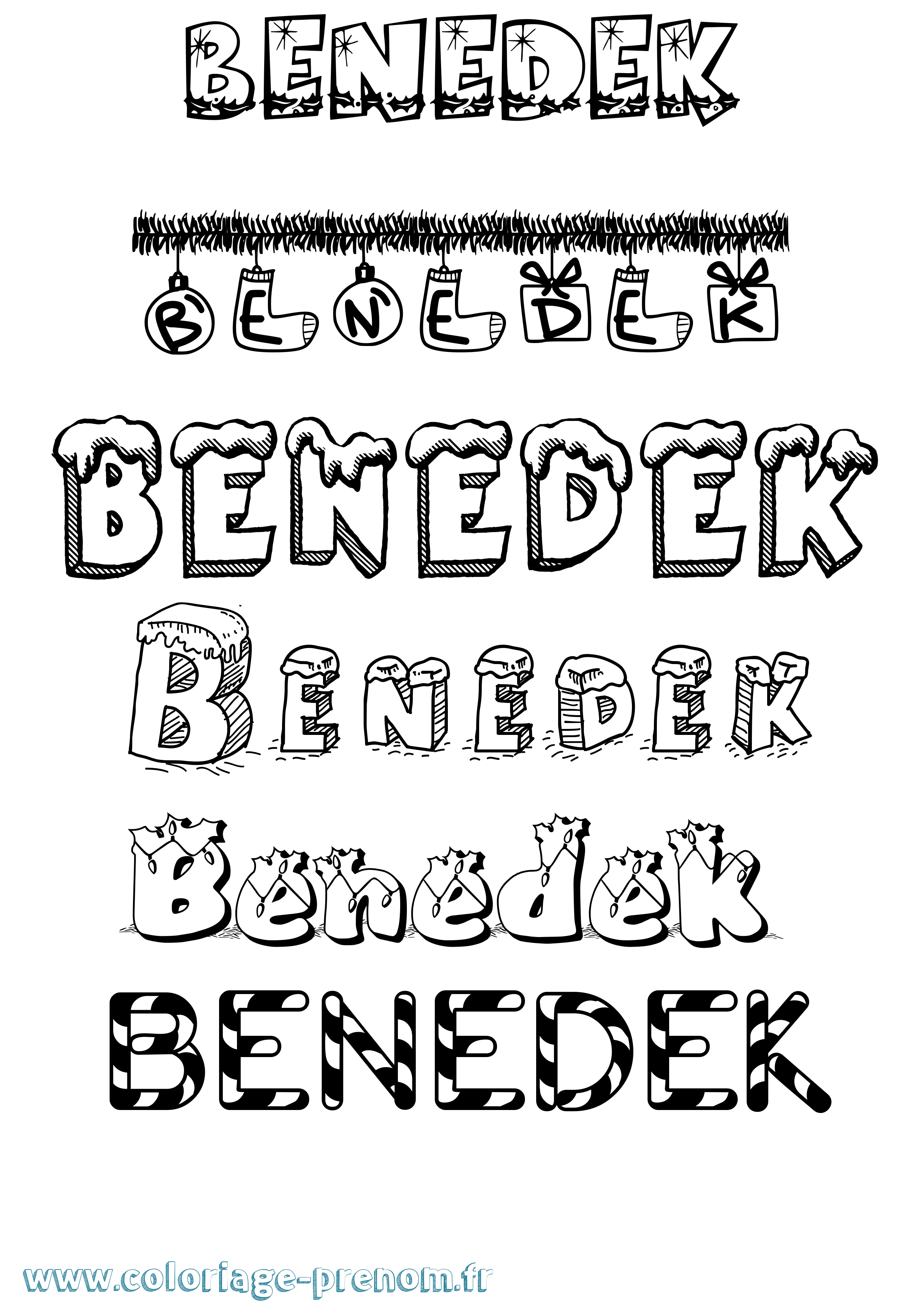Coloriage Benedek Noël Coloriage prénom Benedek Noël