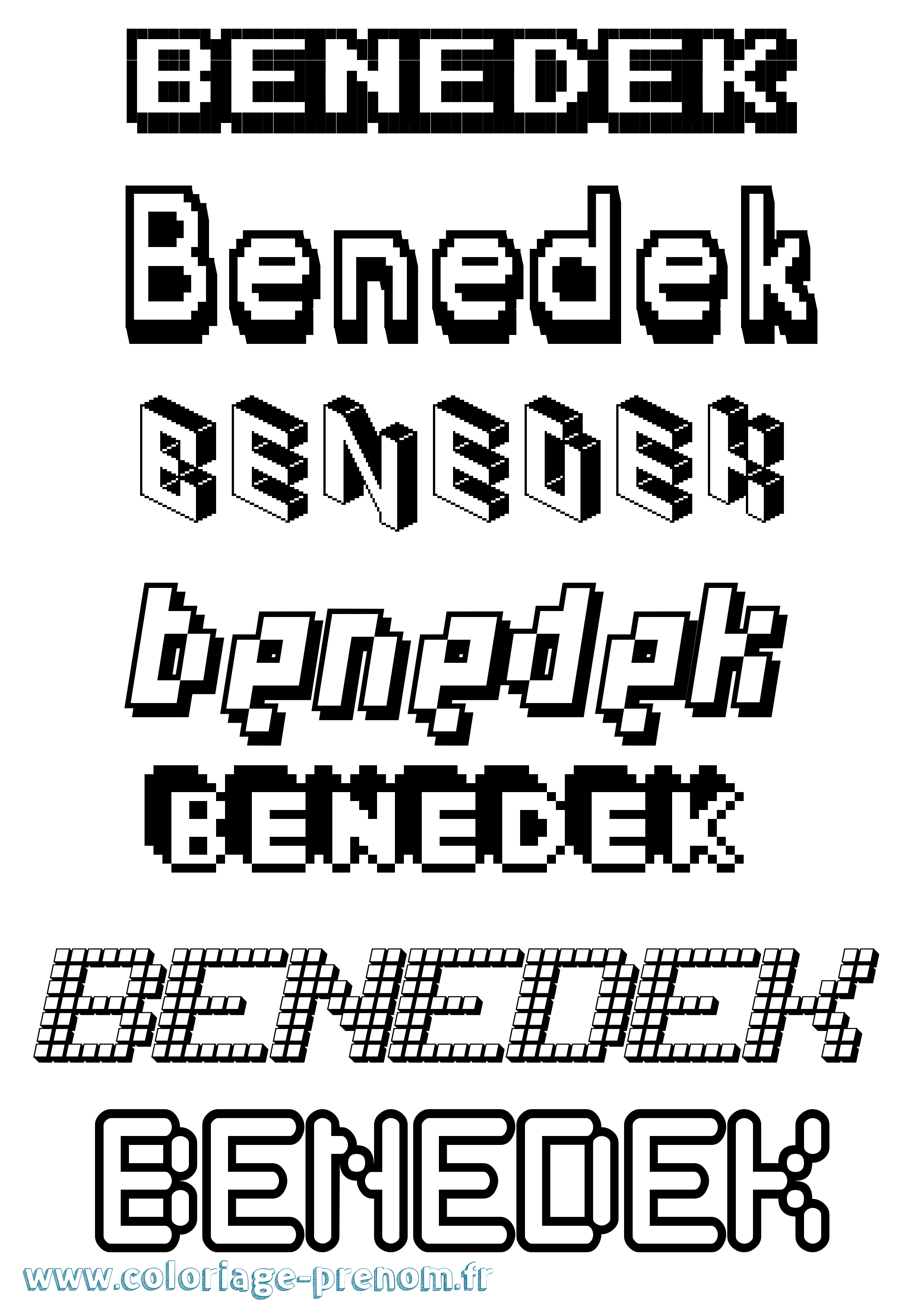 Coloriage Benedek Pixel Coloriage prénom Benedek Pixel