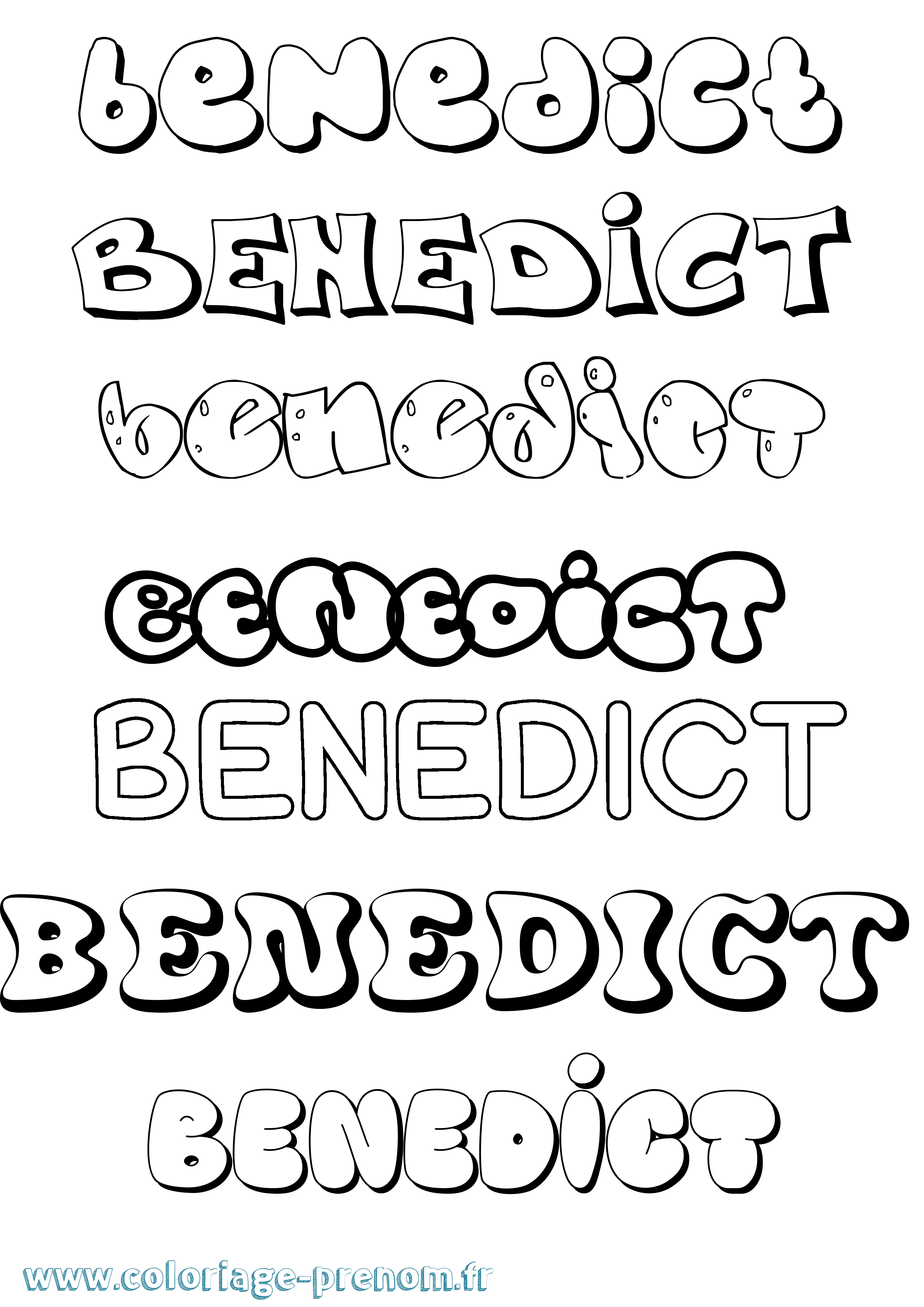 Coloriage Benedict Bubble Coloriage prénom Benedict Bubble